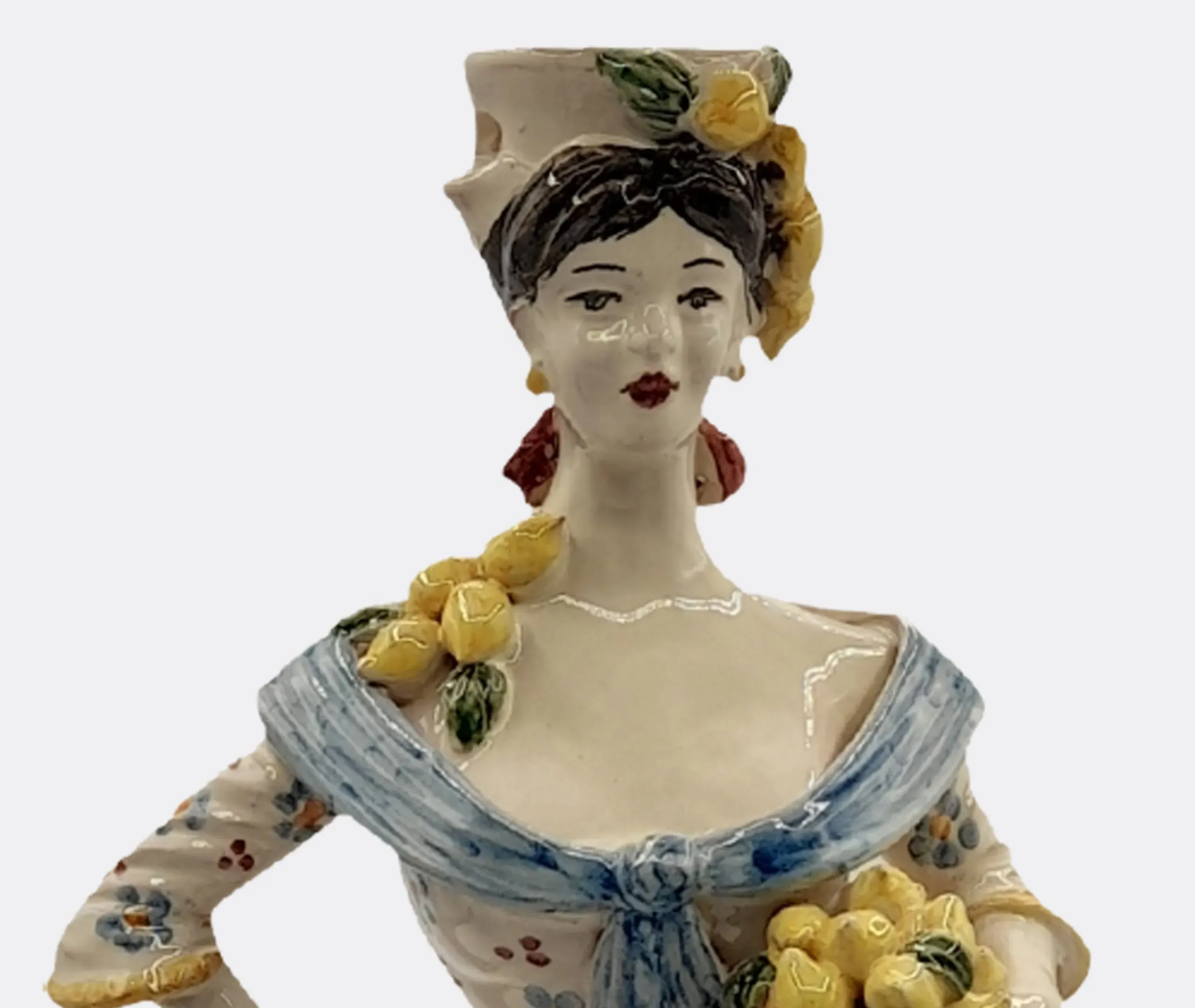 Large Lemon Woman Candleholder - Multicolor, Porcelain