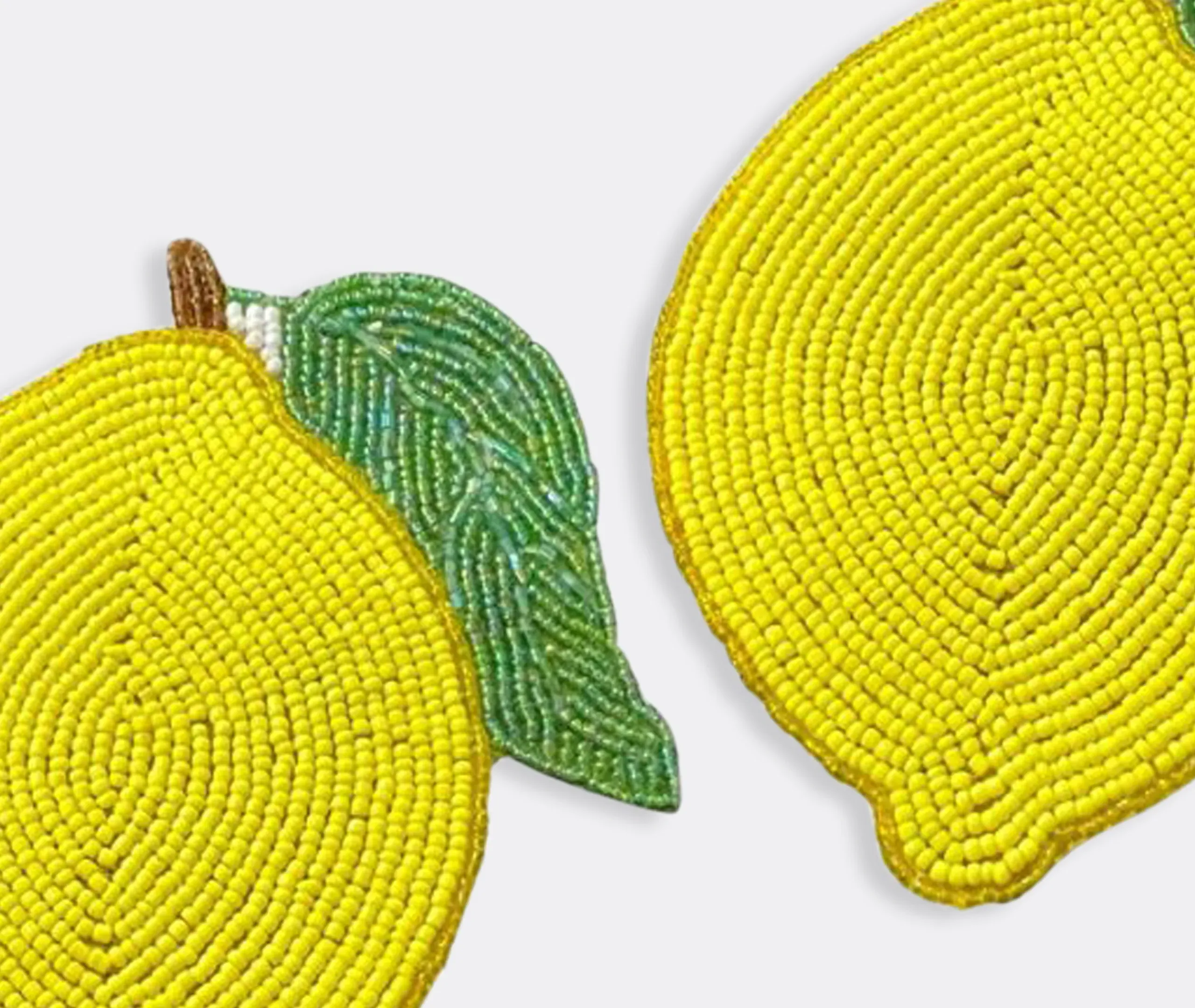 Lemon Coaster Set of Two - Yellow, Green, Beaded alternate view