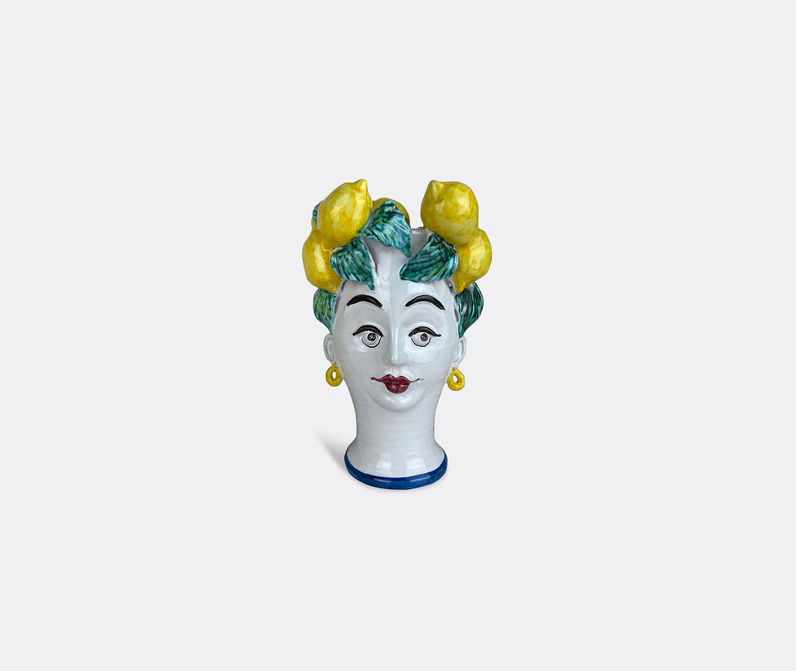 Lemon Woman Head Vase - Multicolor, Ceramic