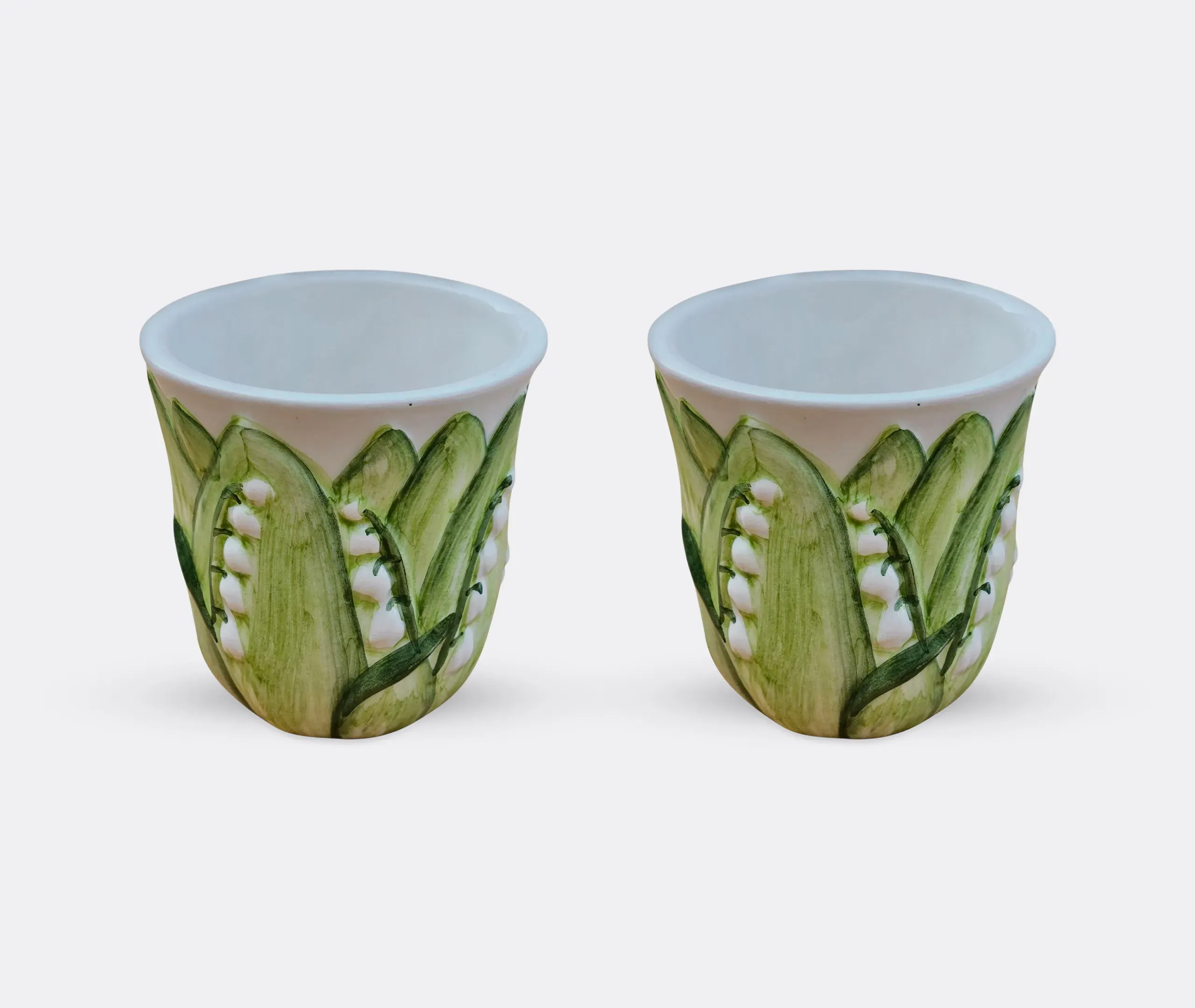 Lily of the Valley Ceramic Tumbler Set of Two - Green, White product