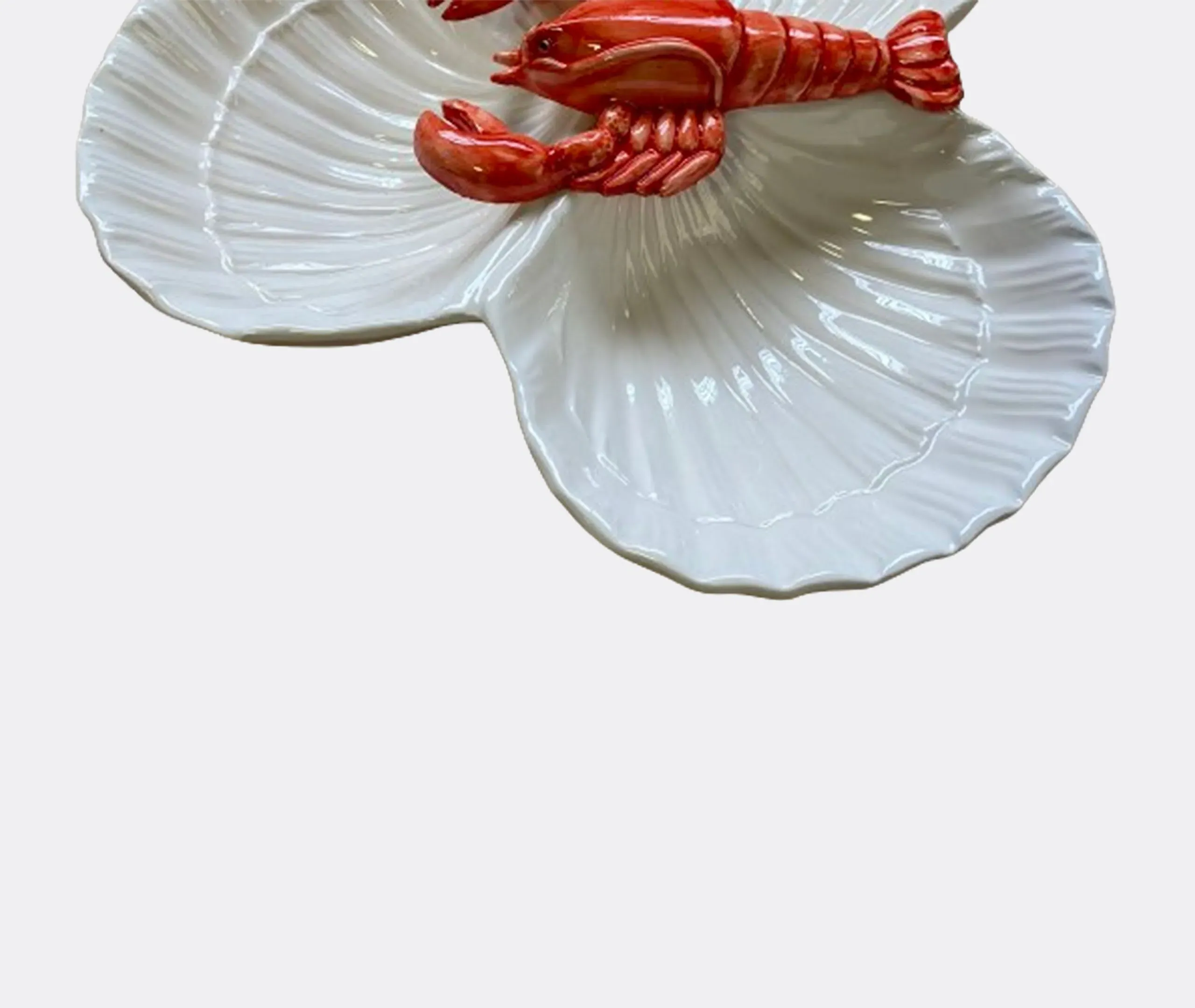 Lobster Starter Plate Three Shells - Multicolor, Porcelain