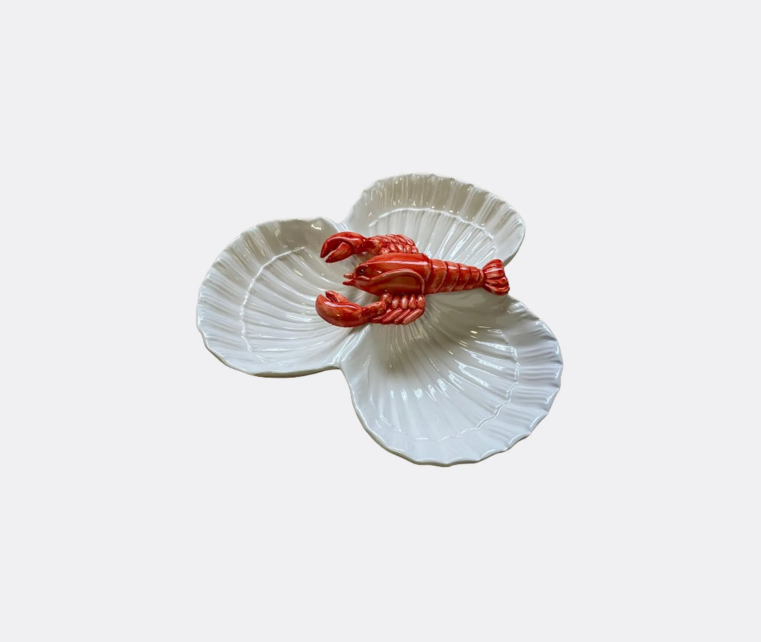 Lobster Starter Plate Three Shells - Multicolor, Porcelain