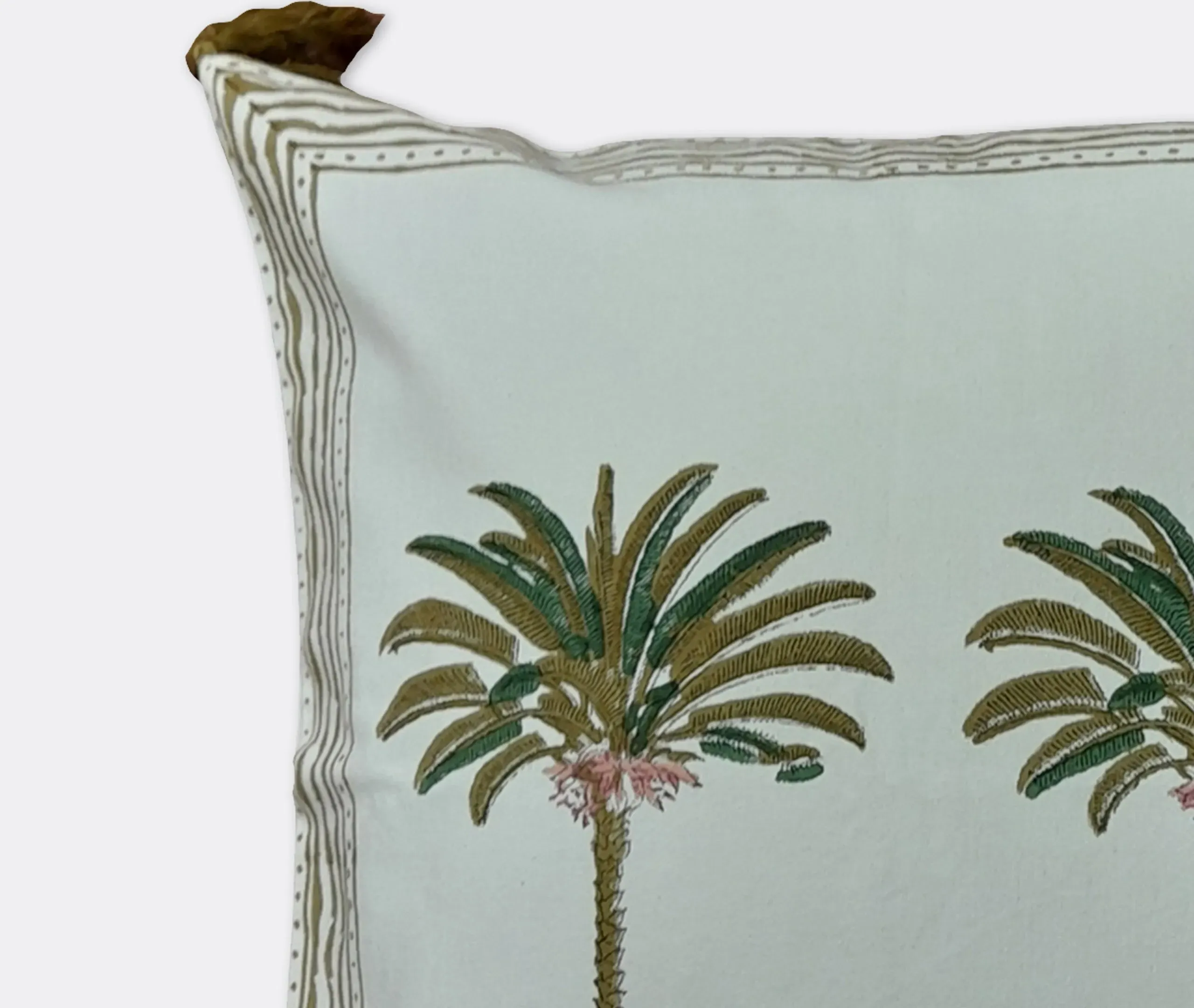 Palms Hand Printed Cushion - Multicolor