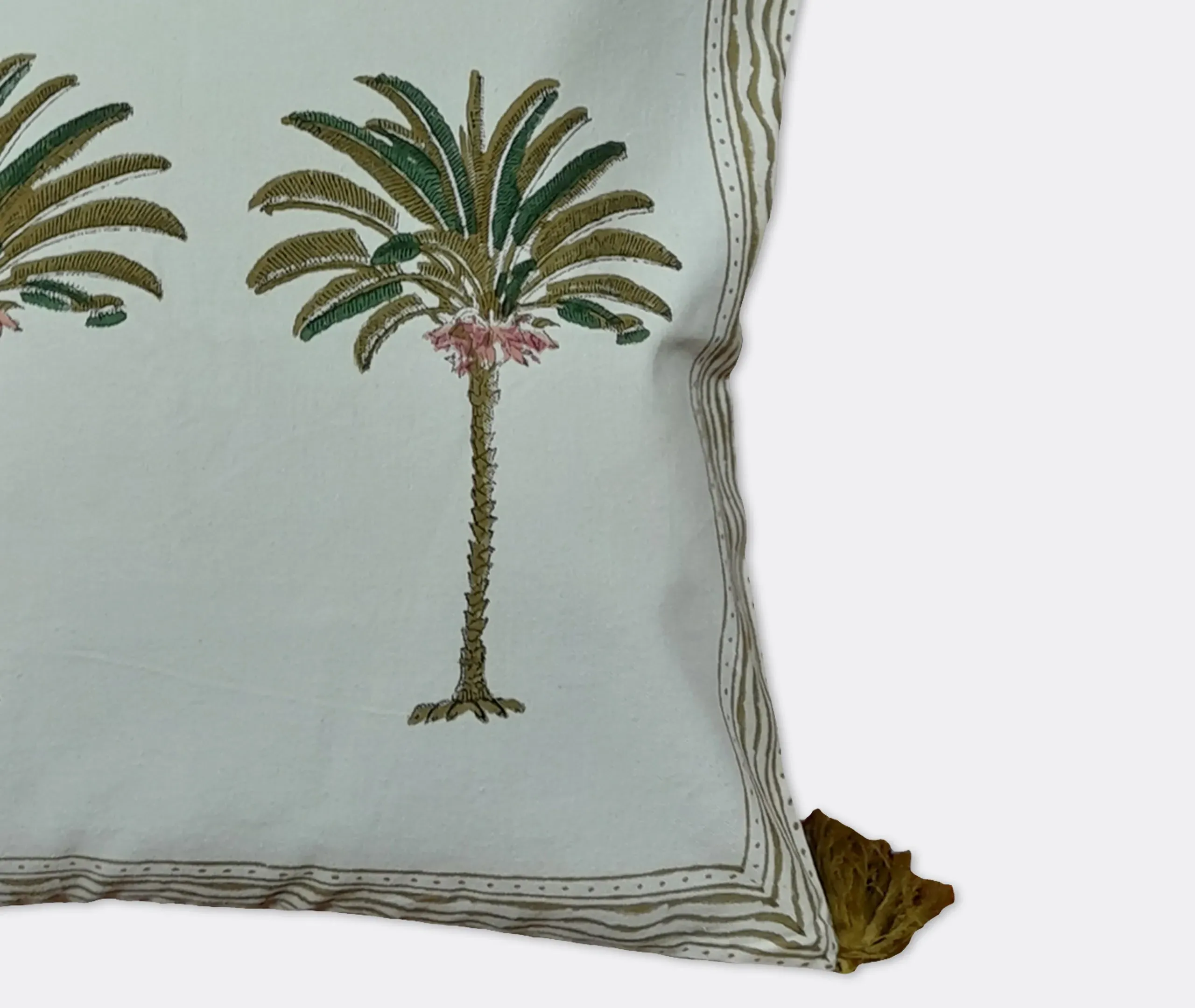 Palms Hand Printed Cushion - Multicolor