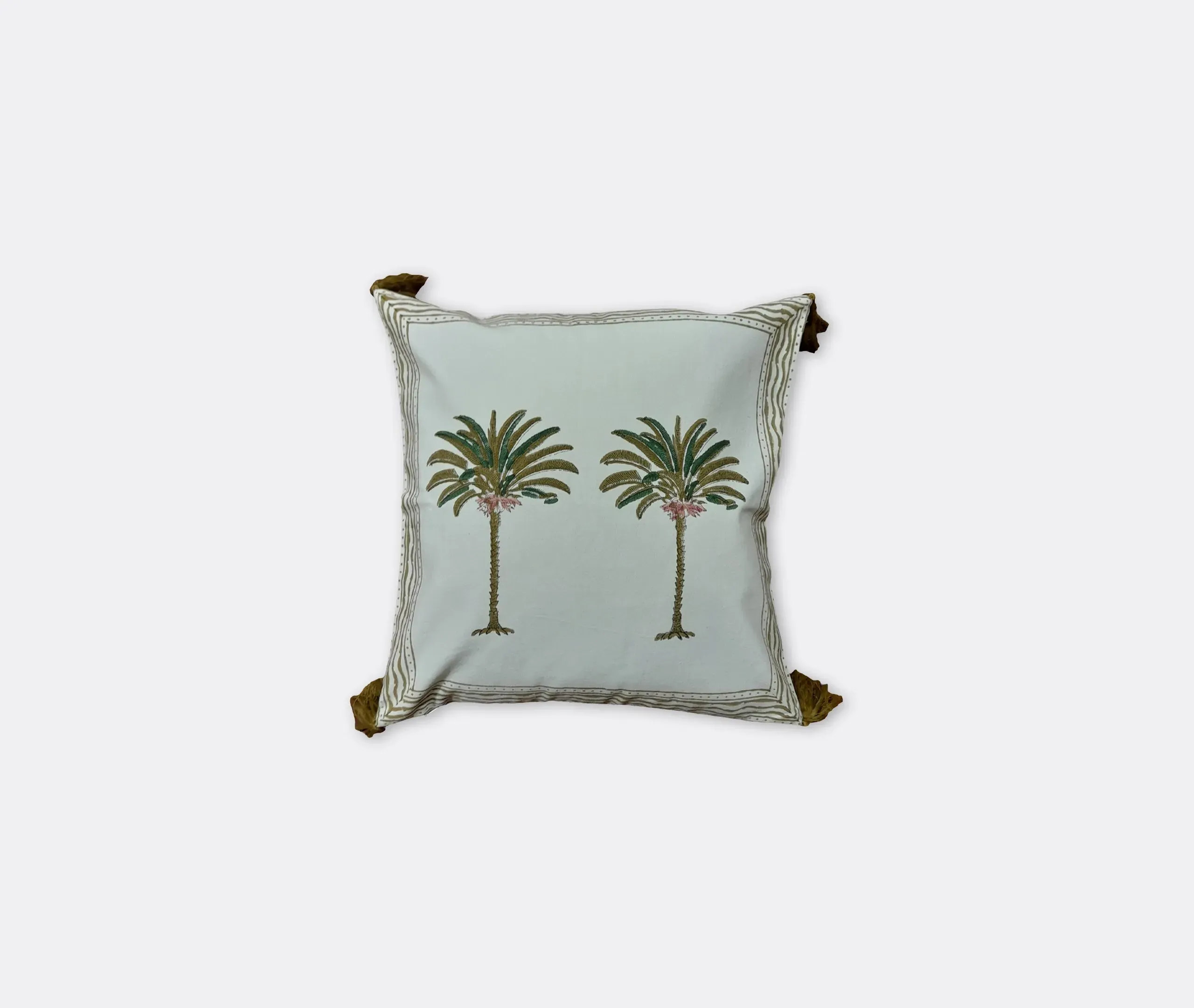 Palms Hand Printed Cushion - Multicolor image