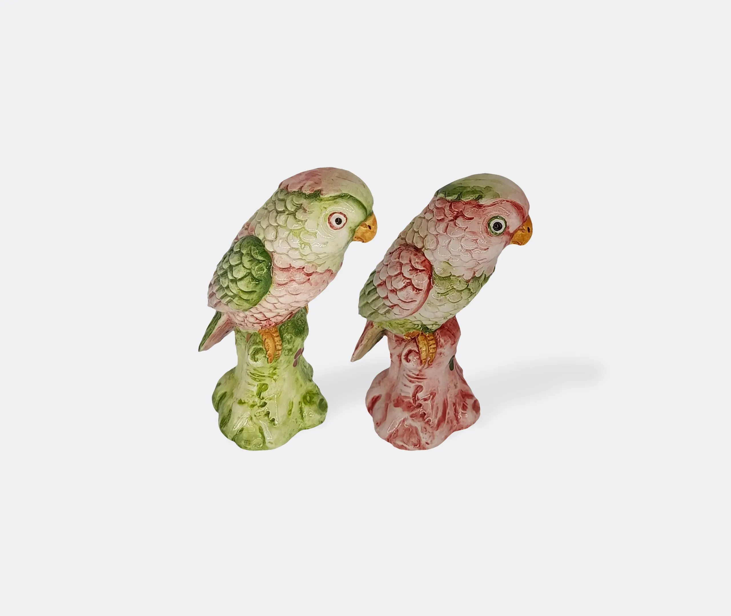 Parrot Sculptures Set of Two - Multicolor, Porcelain image