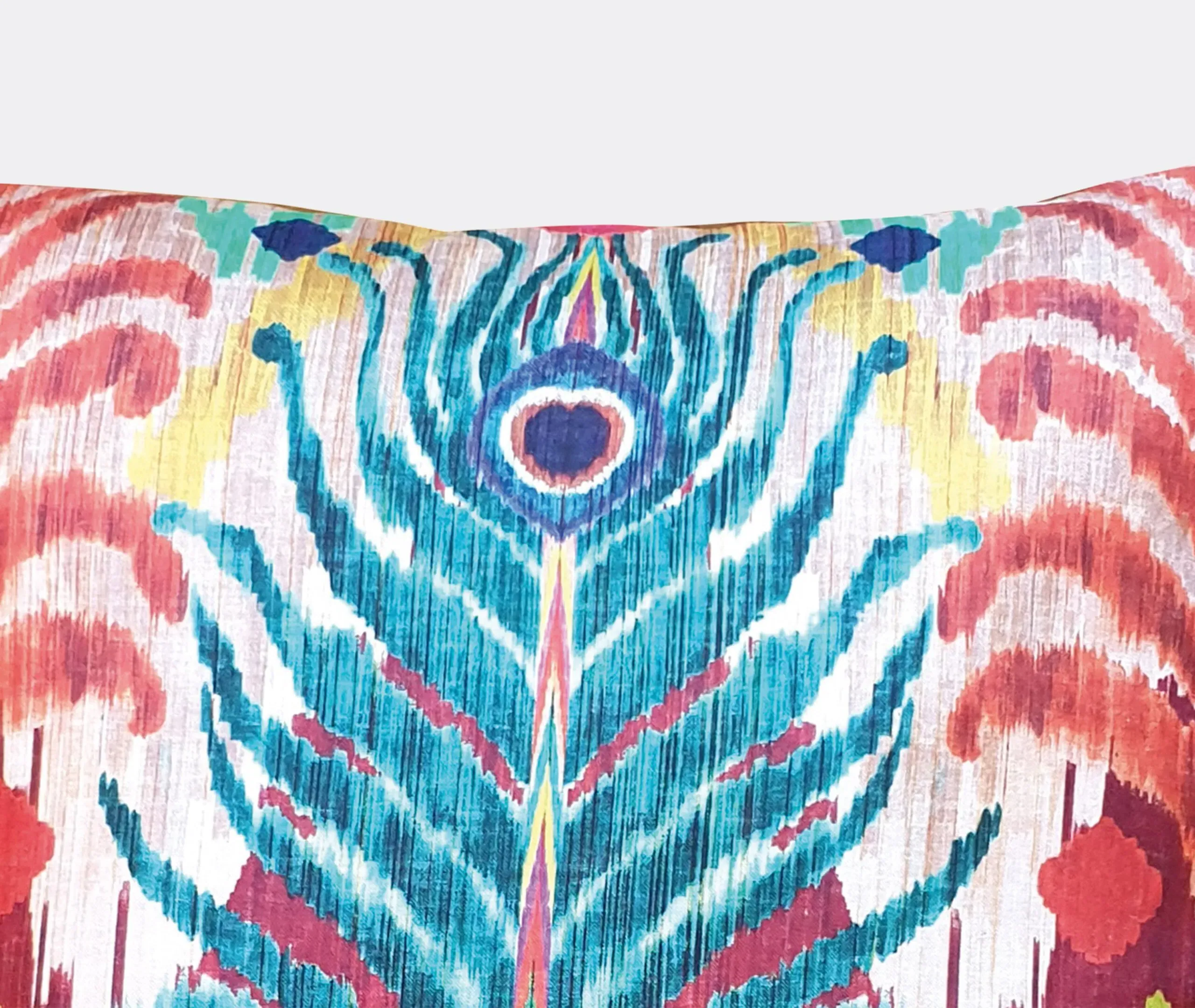 Peacock Feather Cushion - Multicolor, Silk