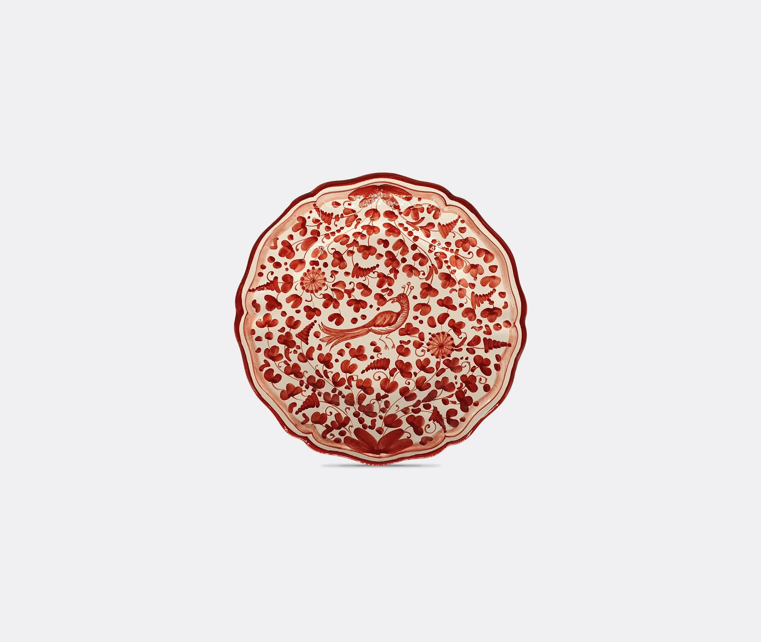Peacock Motif Plate - Red, Ceramic image