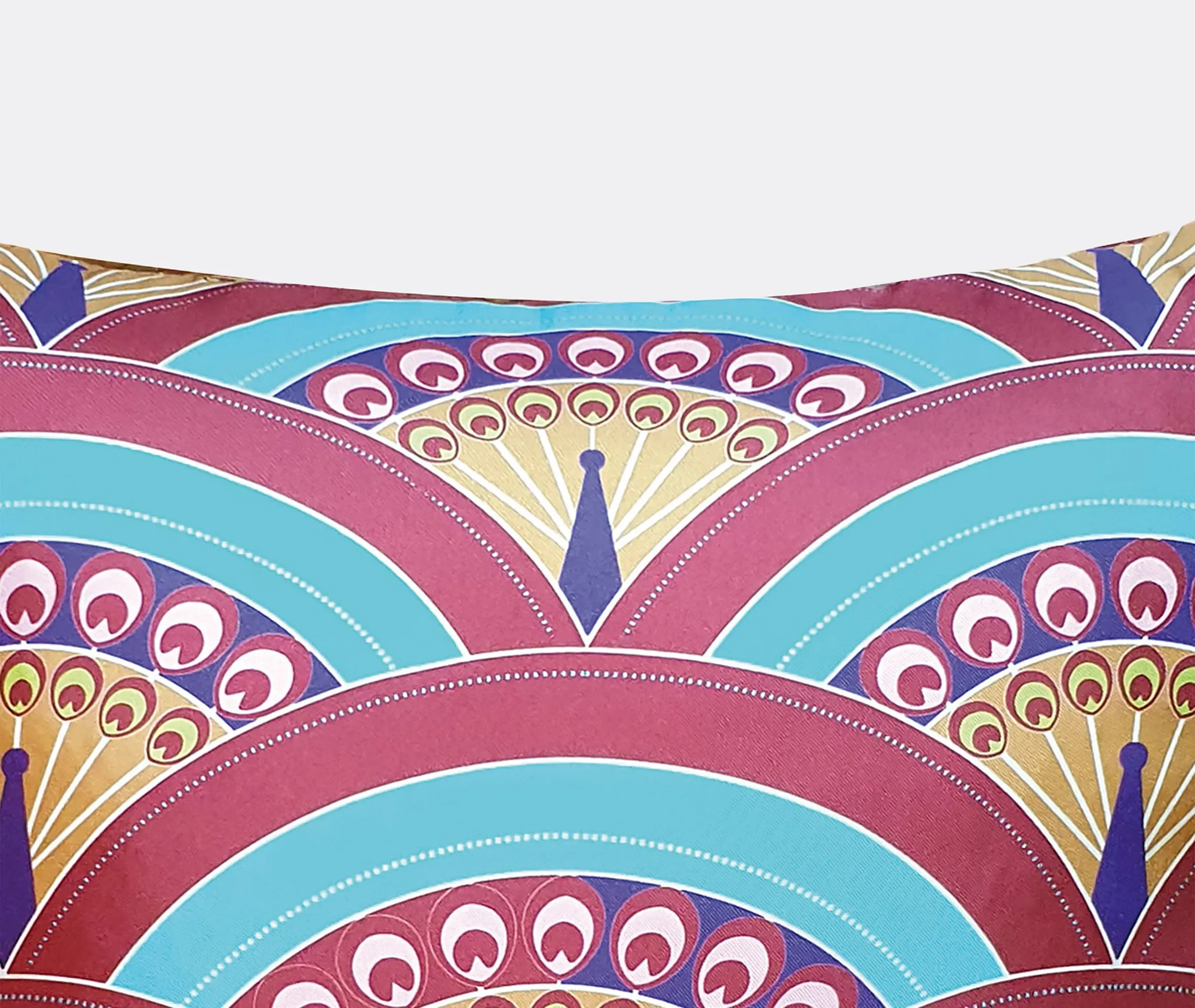 Peacock Print Cushion - Multicolor, Silk