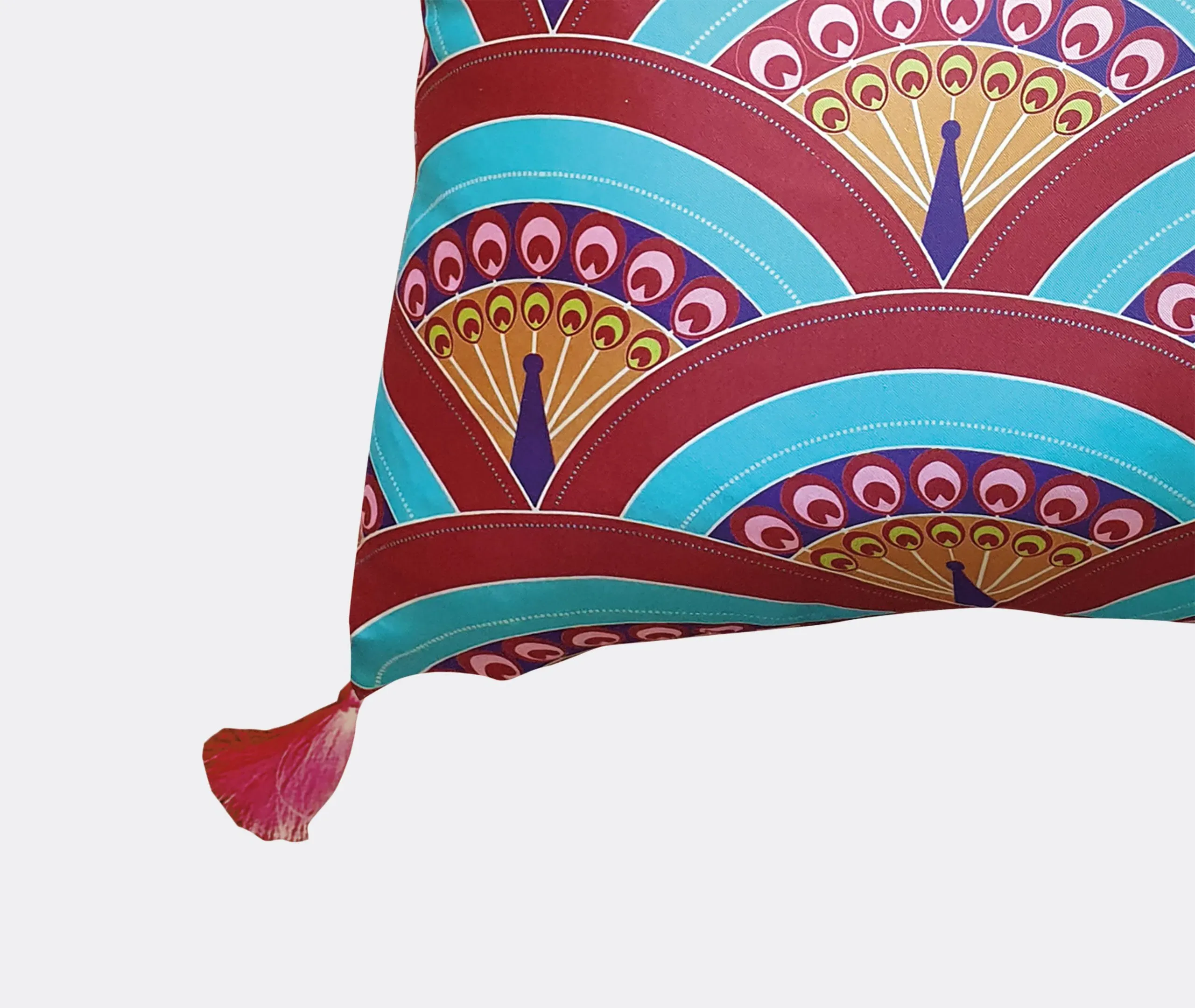 Peacock Print Cushion - Multicolor, Silk
