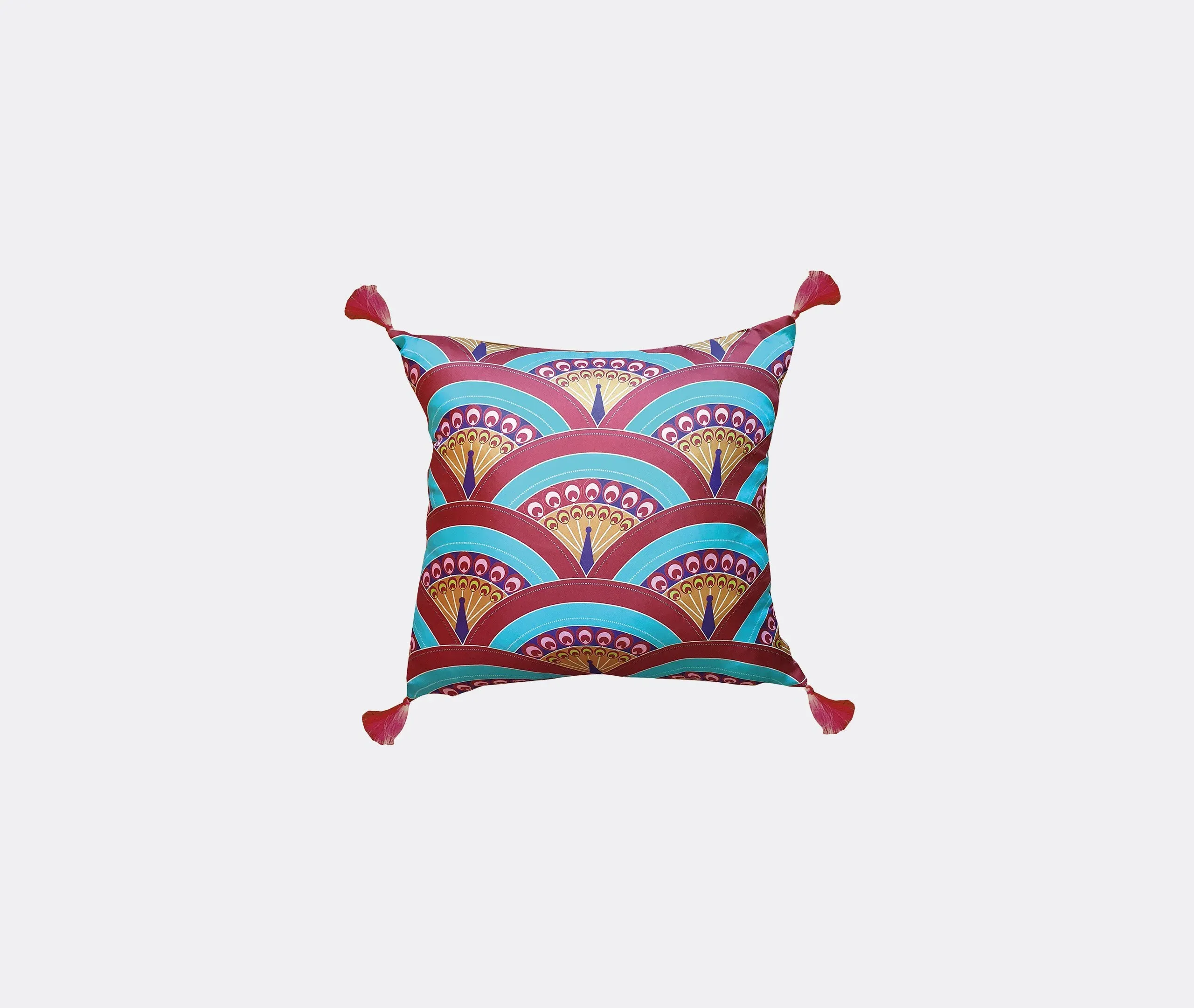 Peacock Print Cushion - Multicolor, Silk