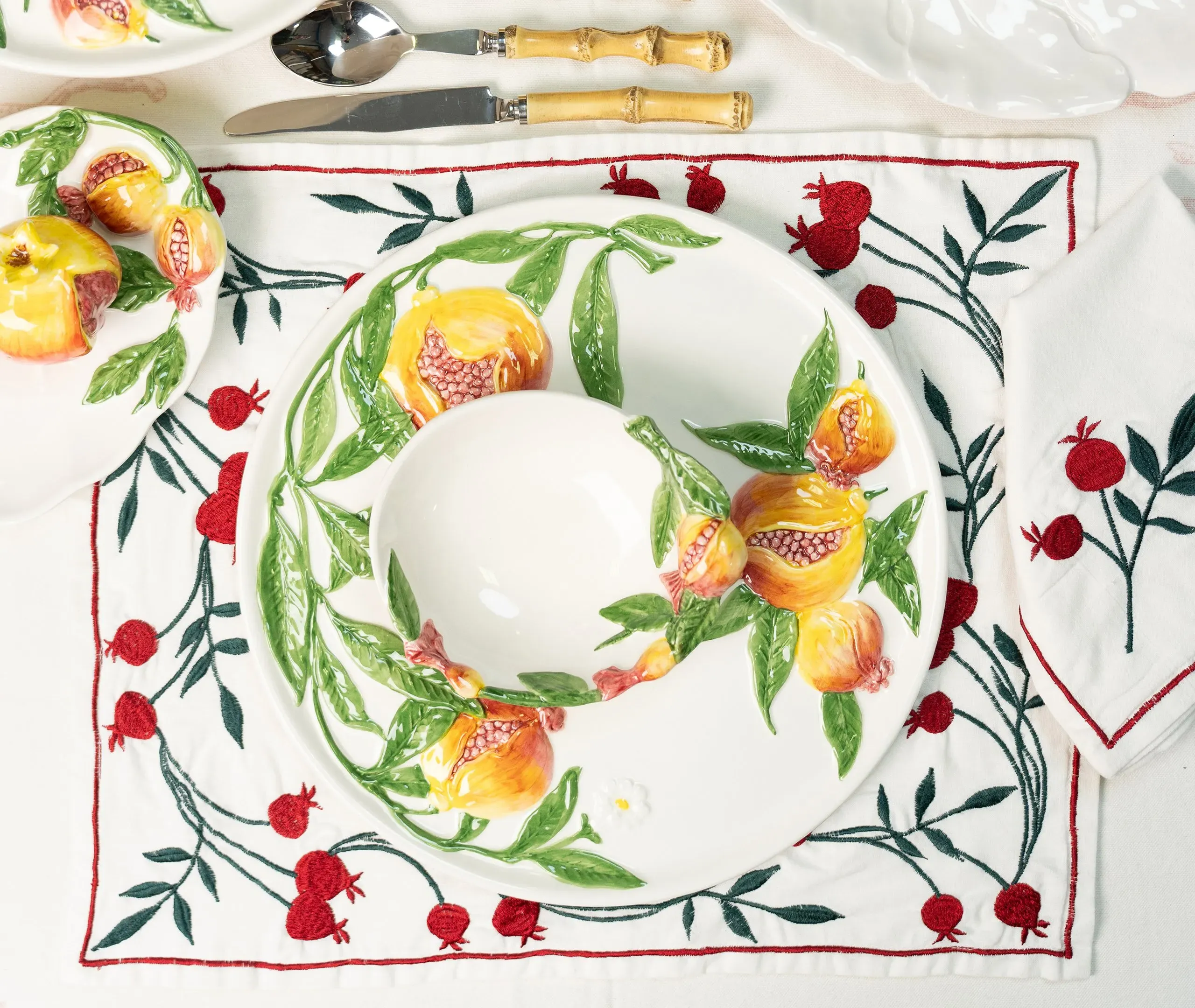 Pomegranate Charger Plate - Multicolor, Ceramic