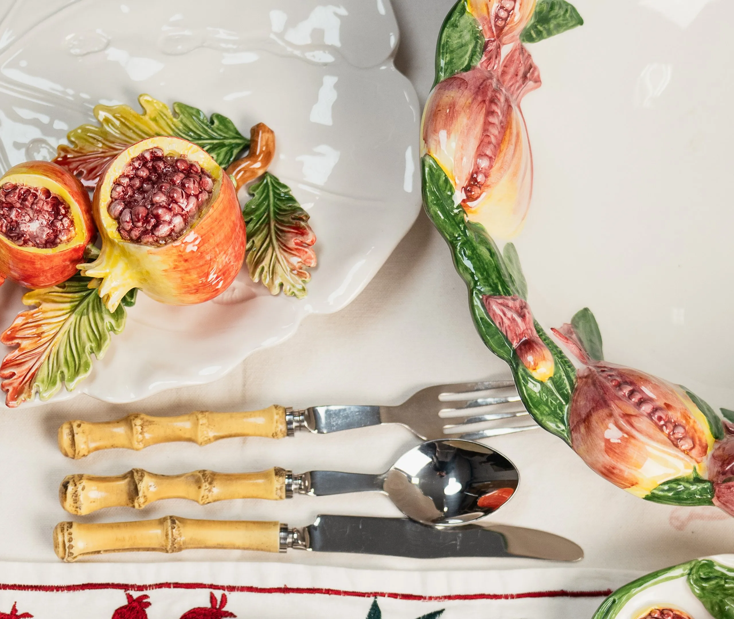 Pomegranate Salad Bowl - Multicolor, Ceramic