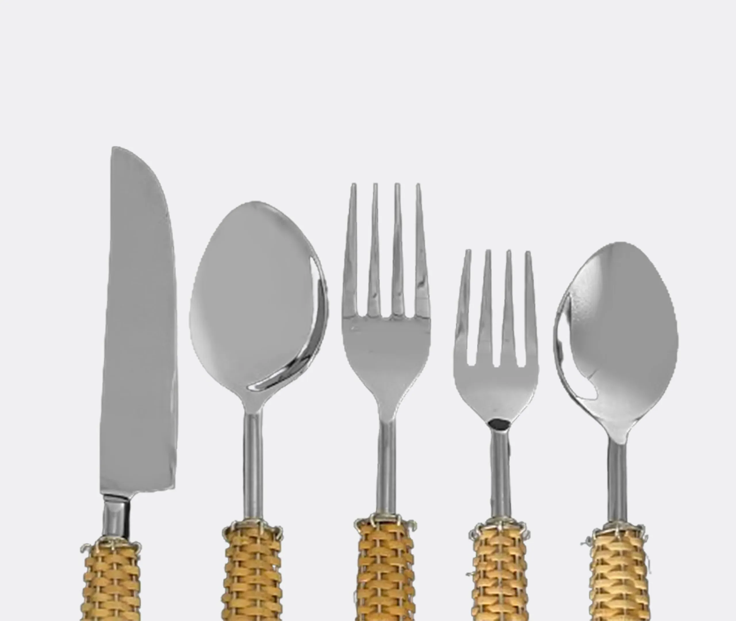 Rattan Cutlery Set of Five - Multicolor