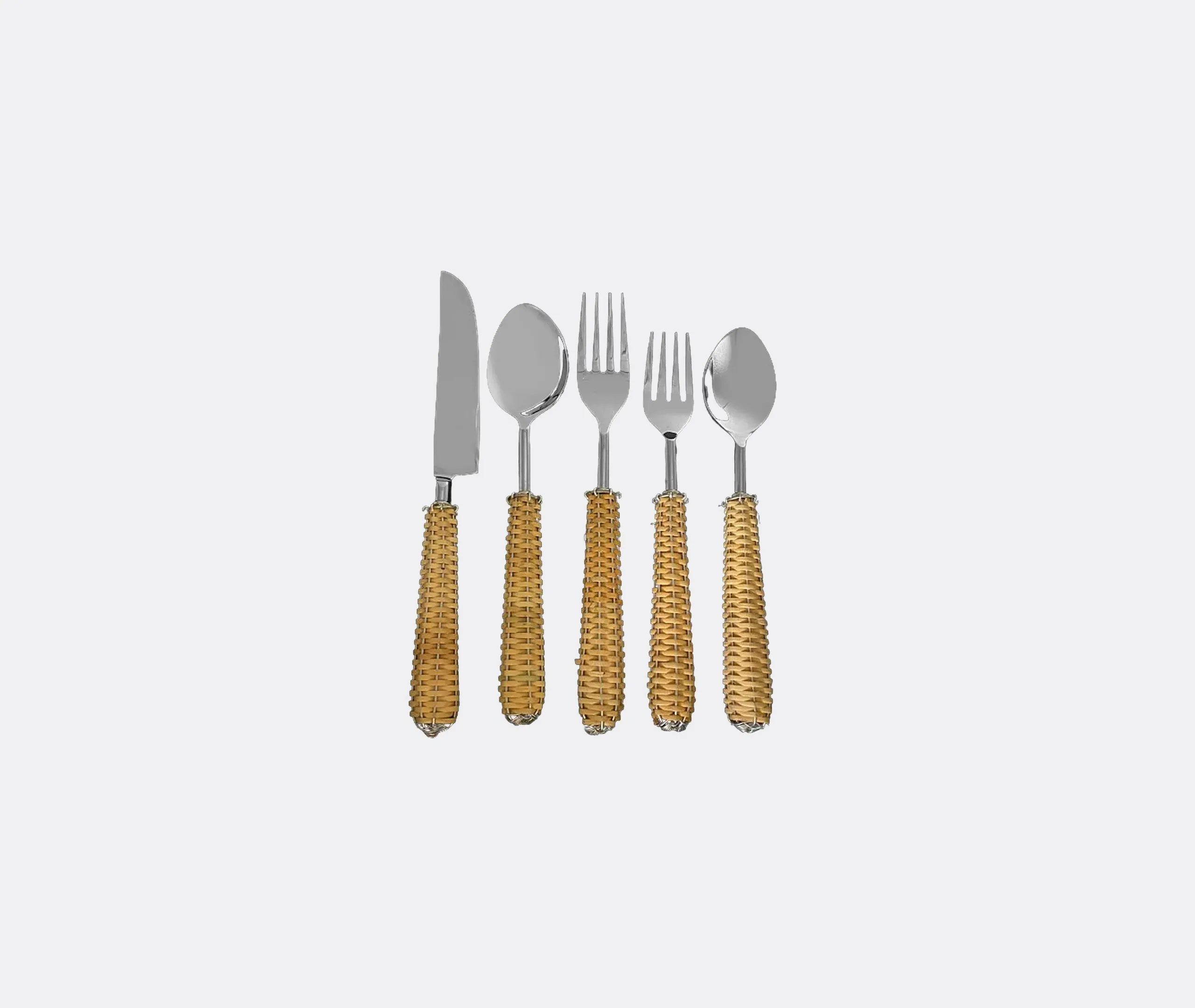 Rattan Cutlery Set of Five - Multicolor image