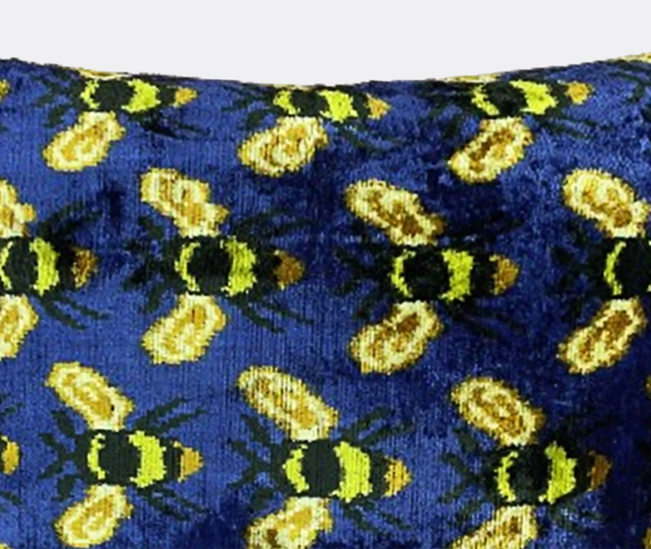 Rectangular Cushion with Bee Motif - Multicolor, Velvet