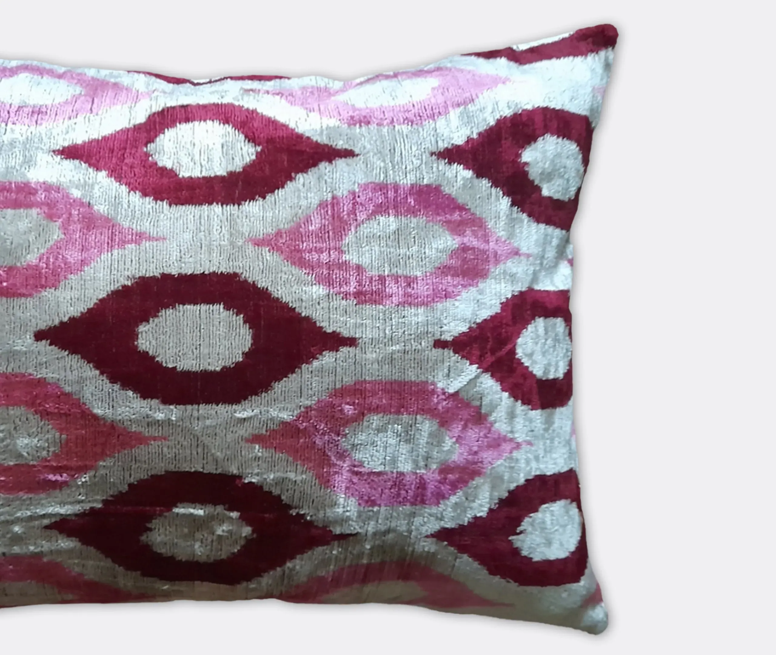 Rectangular Cushion with Diamond Pattern - Multicolor