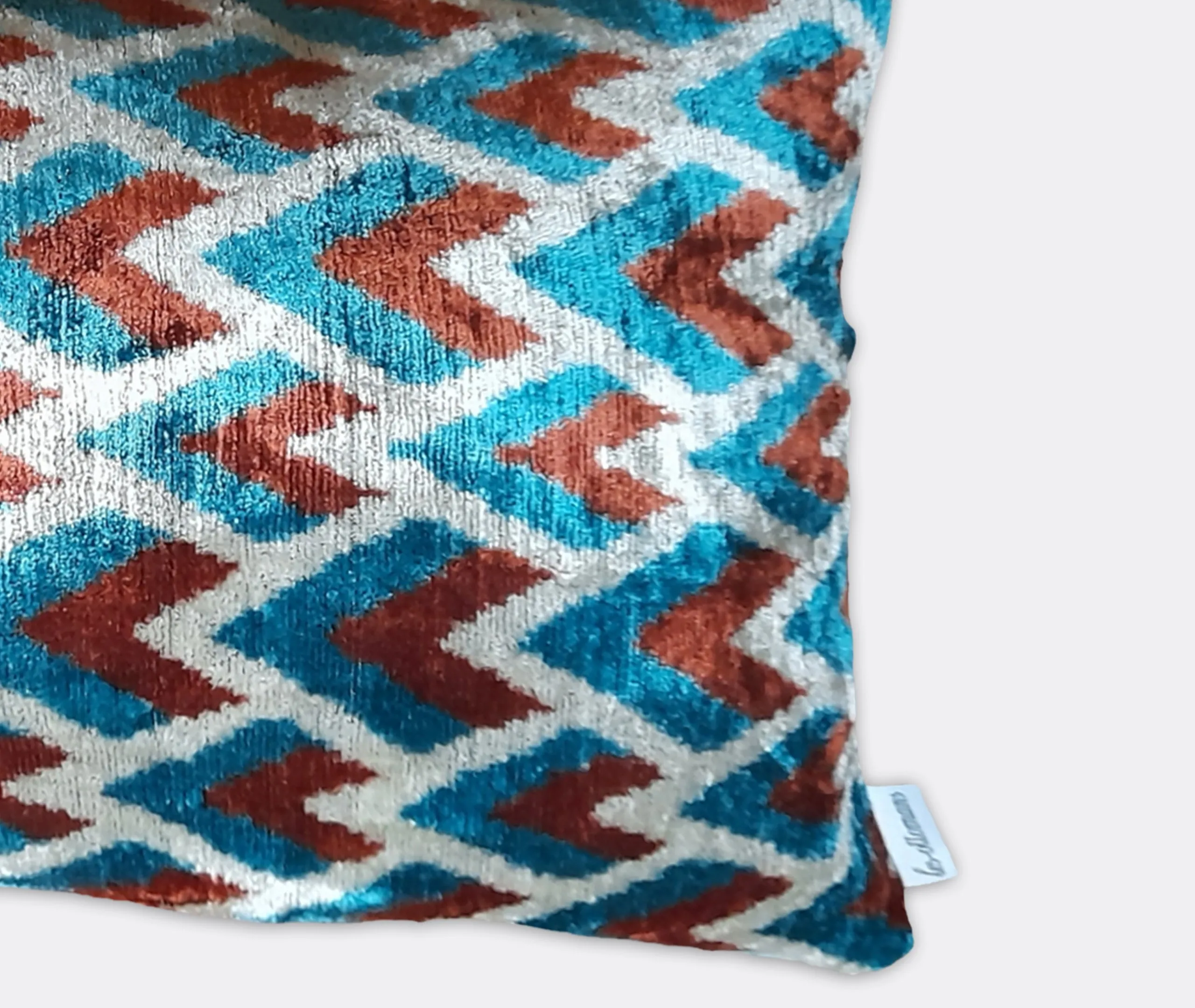 Rectangular Cushion with Geometric Pattern - Velvet