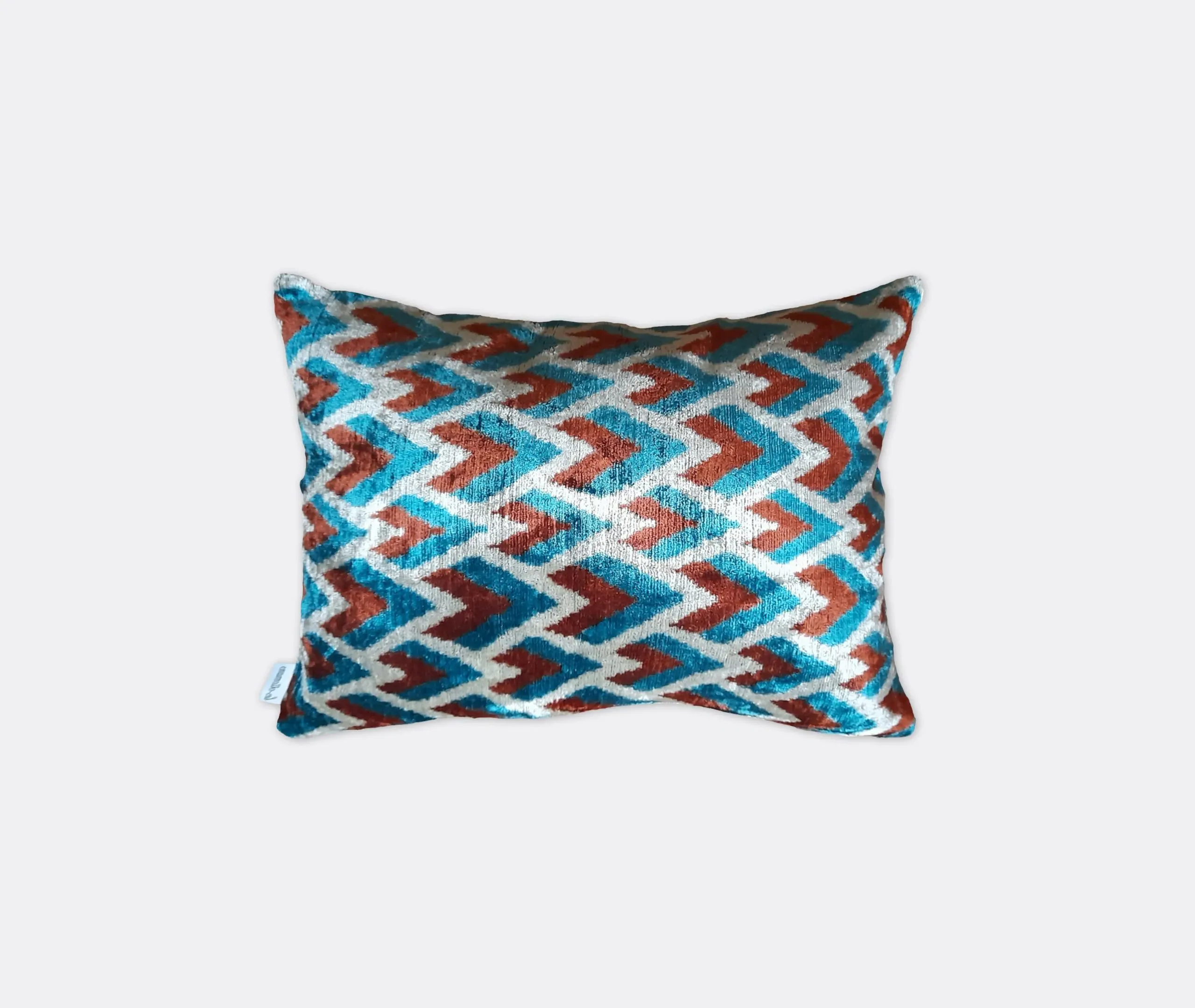 Rectangular Cushion with Geometric Pattern - Velvet image