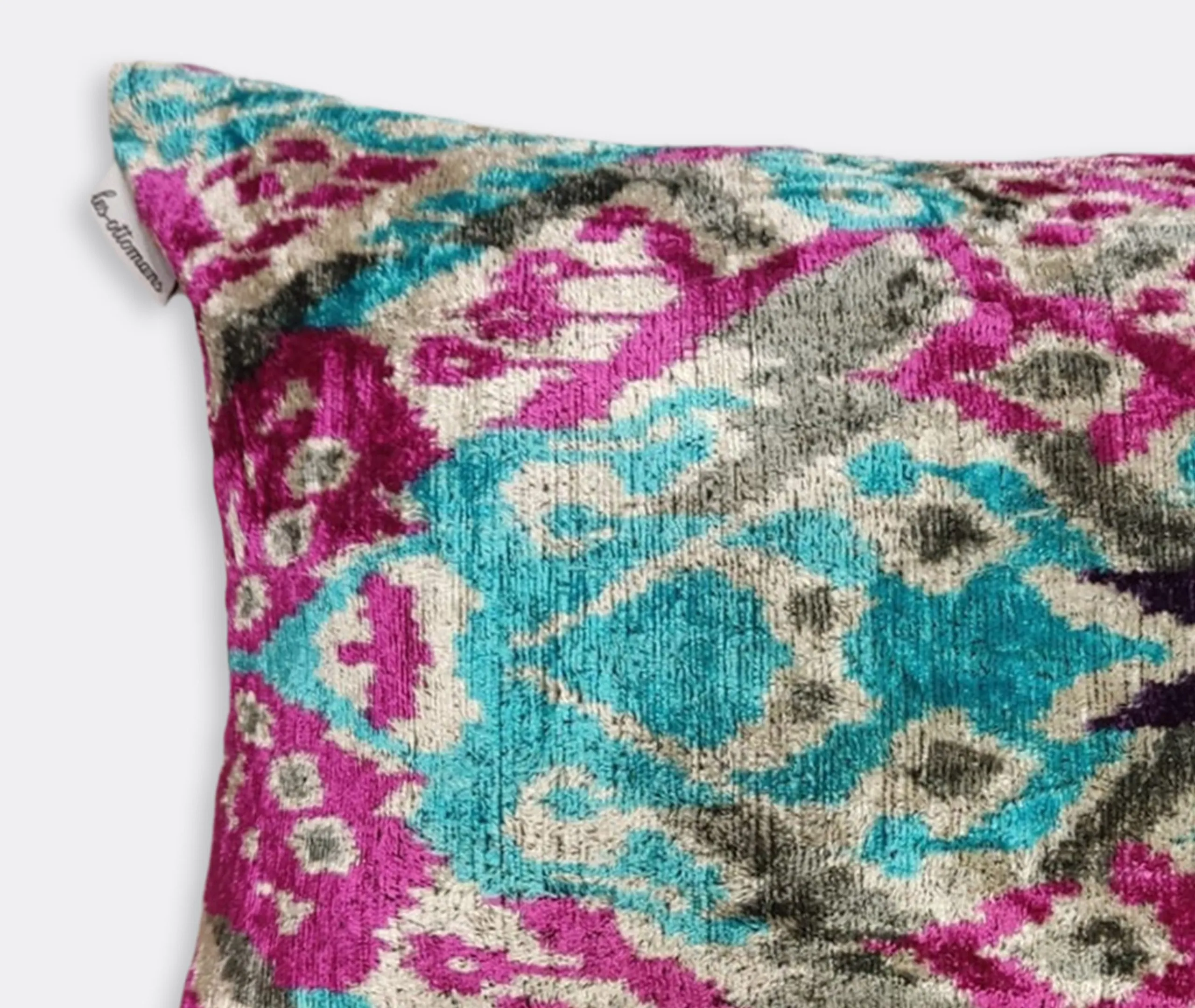 Rectangular Cushion with Ikat Pattern - Multicolor