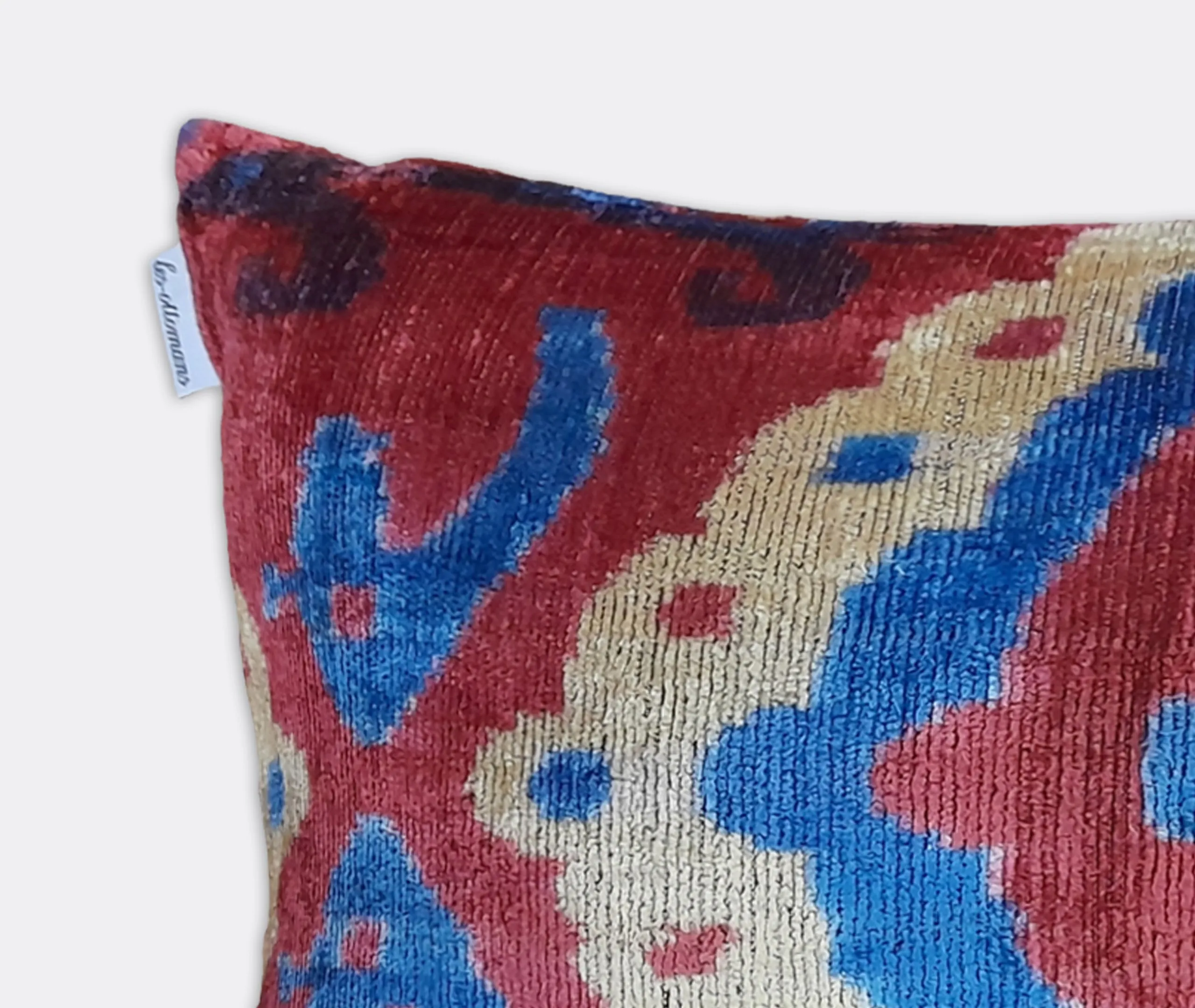 Rectangular Cushion with Ikat Pattern - Multicolor