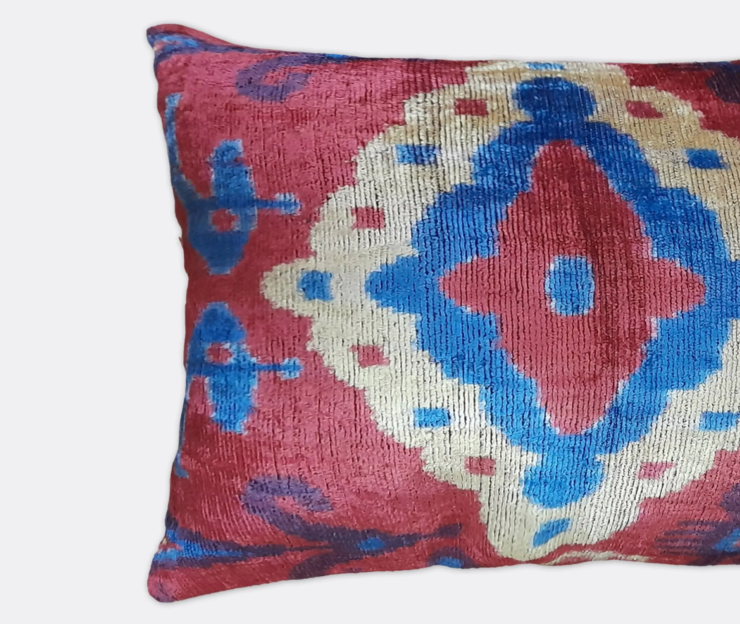 Rectangular Cushion with Ikat Pattern - Multicolor