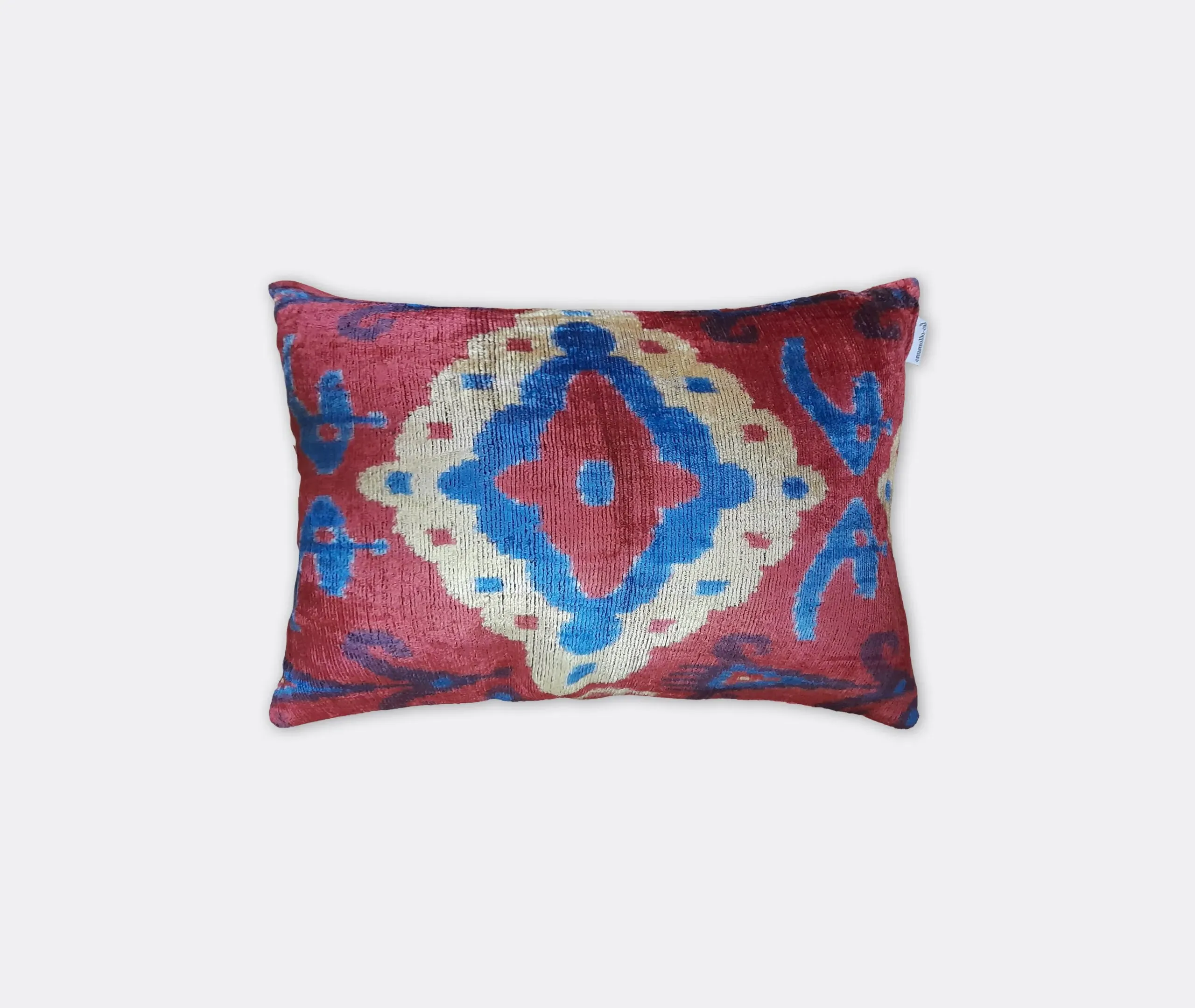 Rectangular Cushion with Ikat Pattern - Multicolor