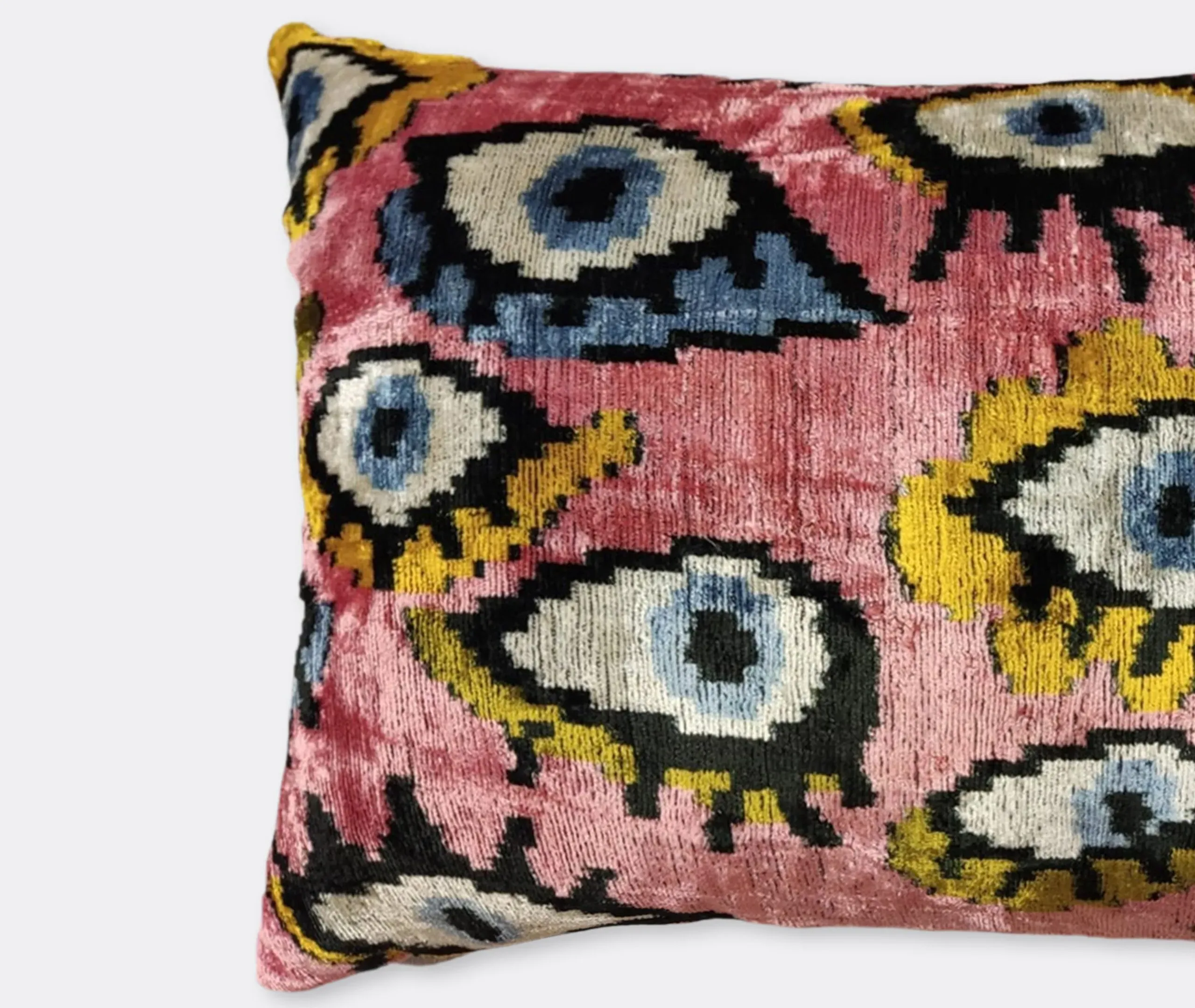 Rectangular Cushion with Ikat Pattern - Multicolor