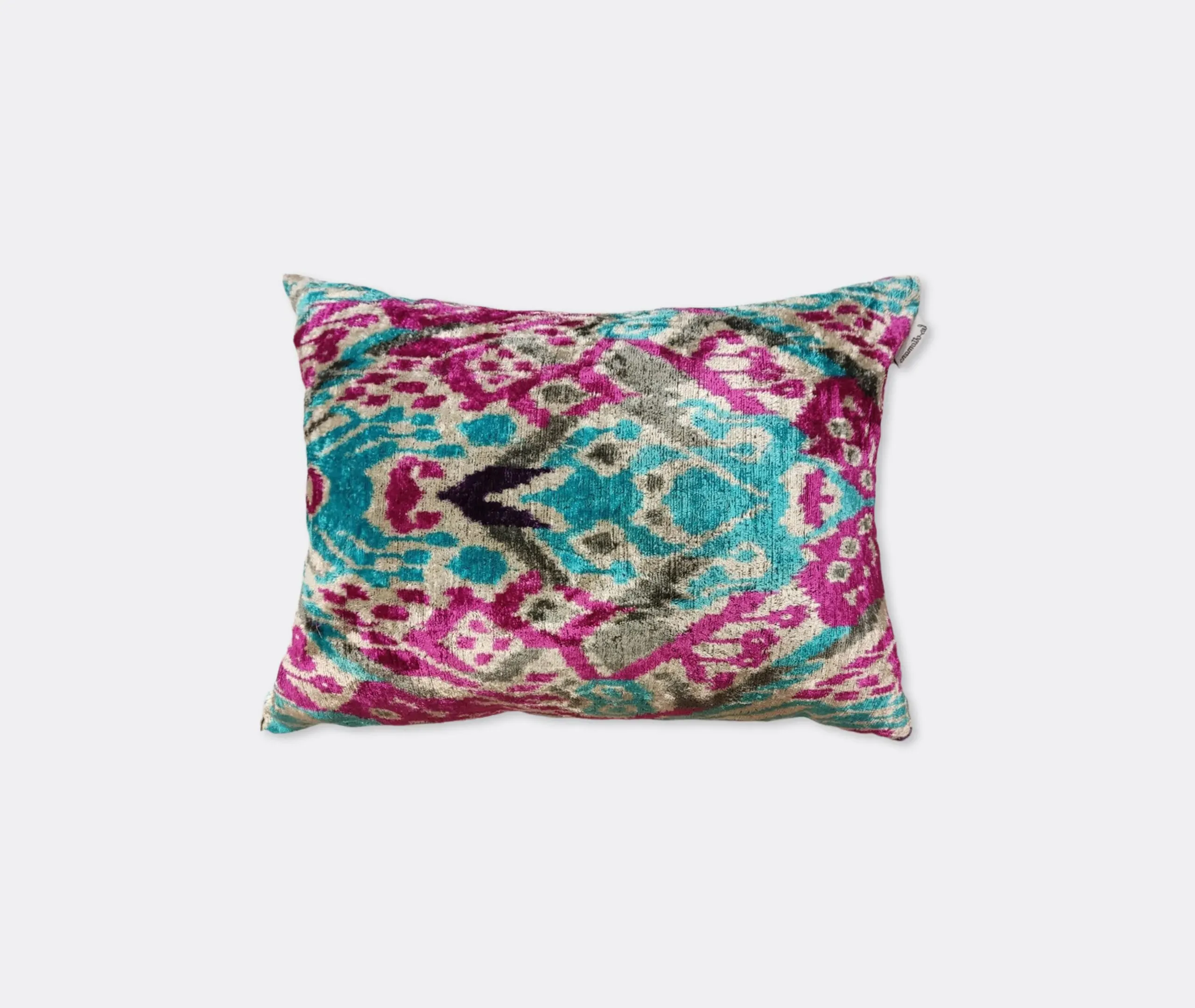 Rectangular Cushion with Ikat Pattern - Multicolor