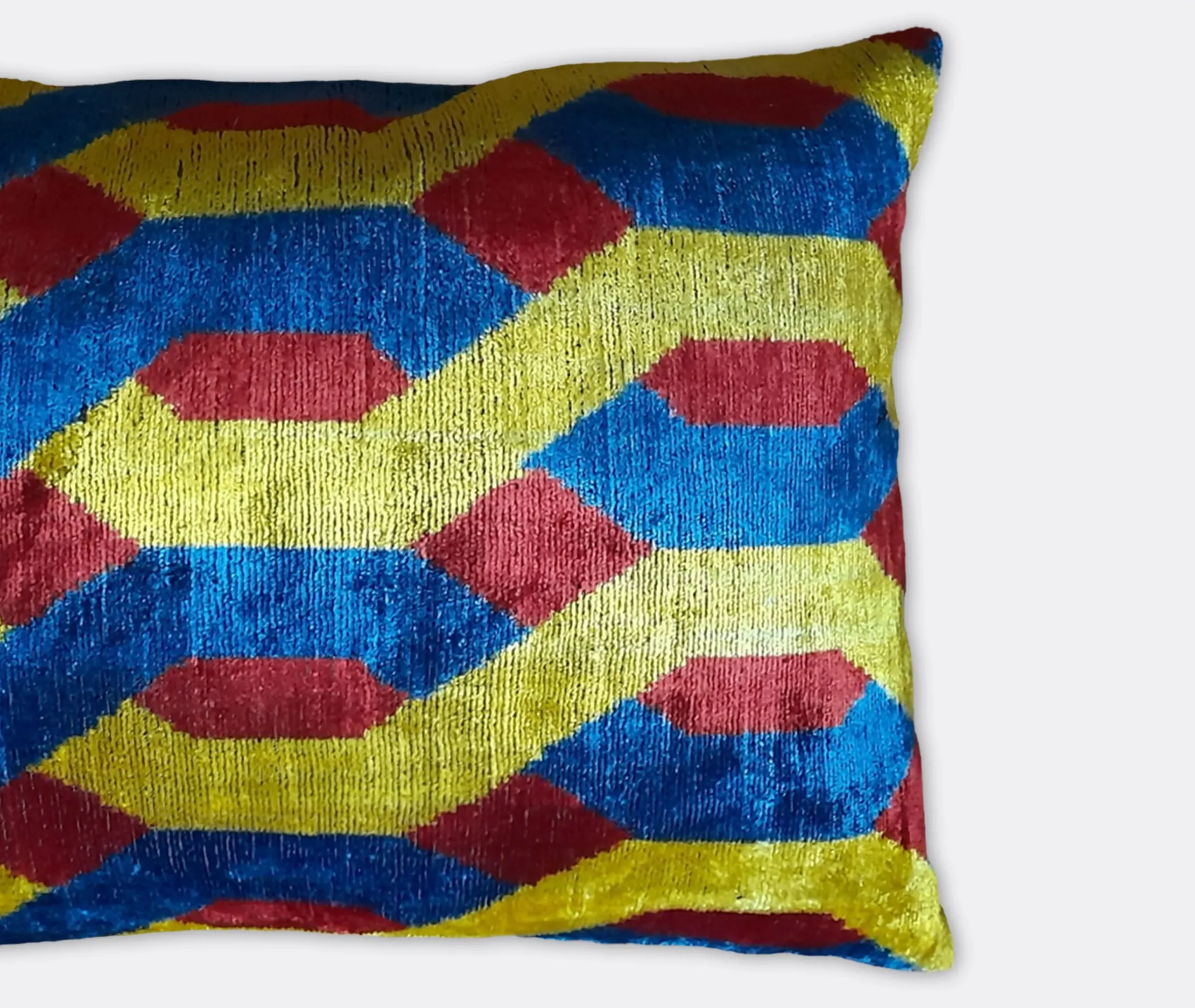 Rectangular Cushion with Ikat Pattern - Velvet