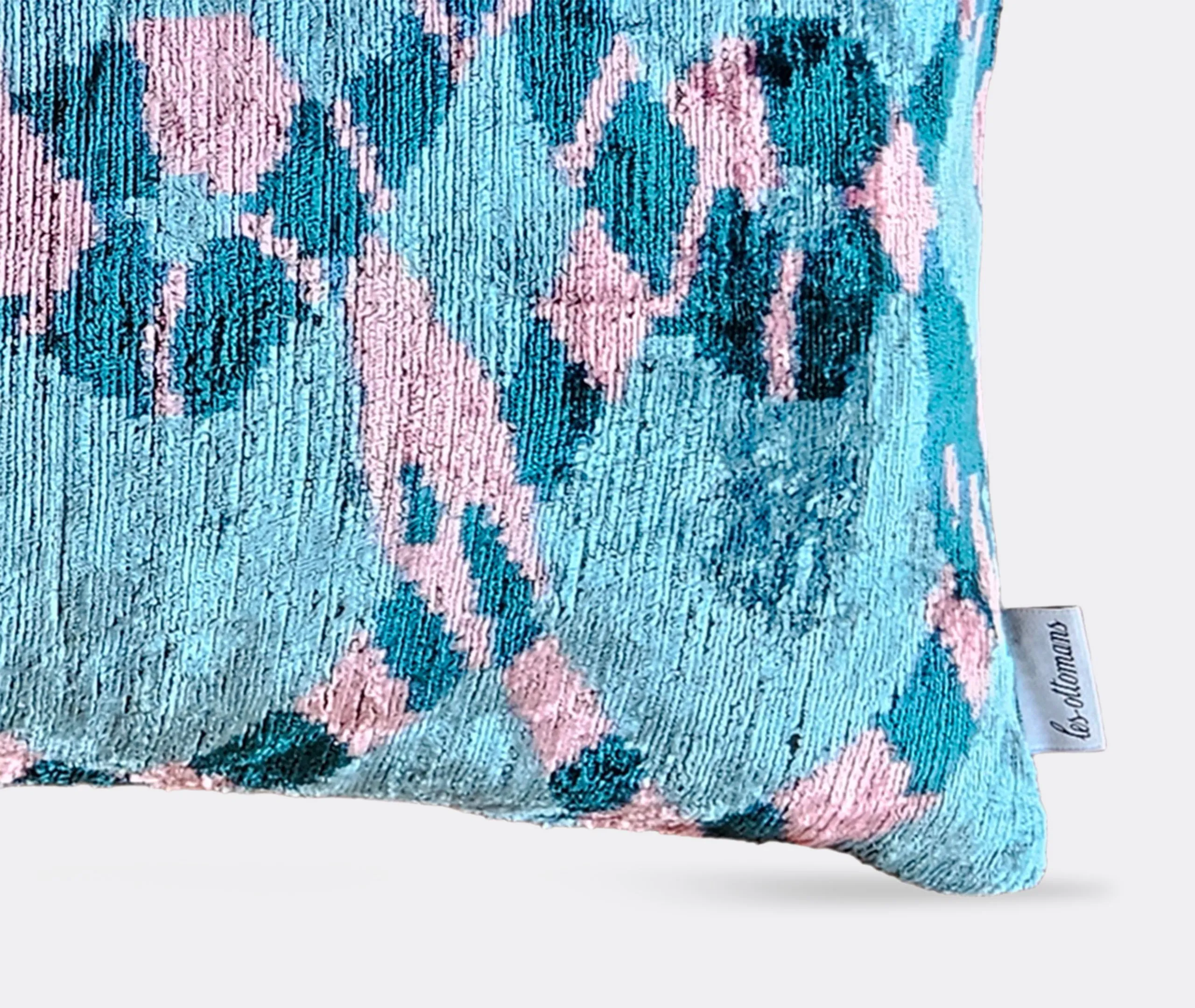Rectangular Cushion with Kaleidoscopic Motif - Multicolor, Velvet