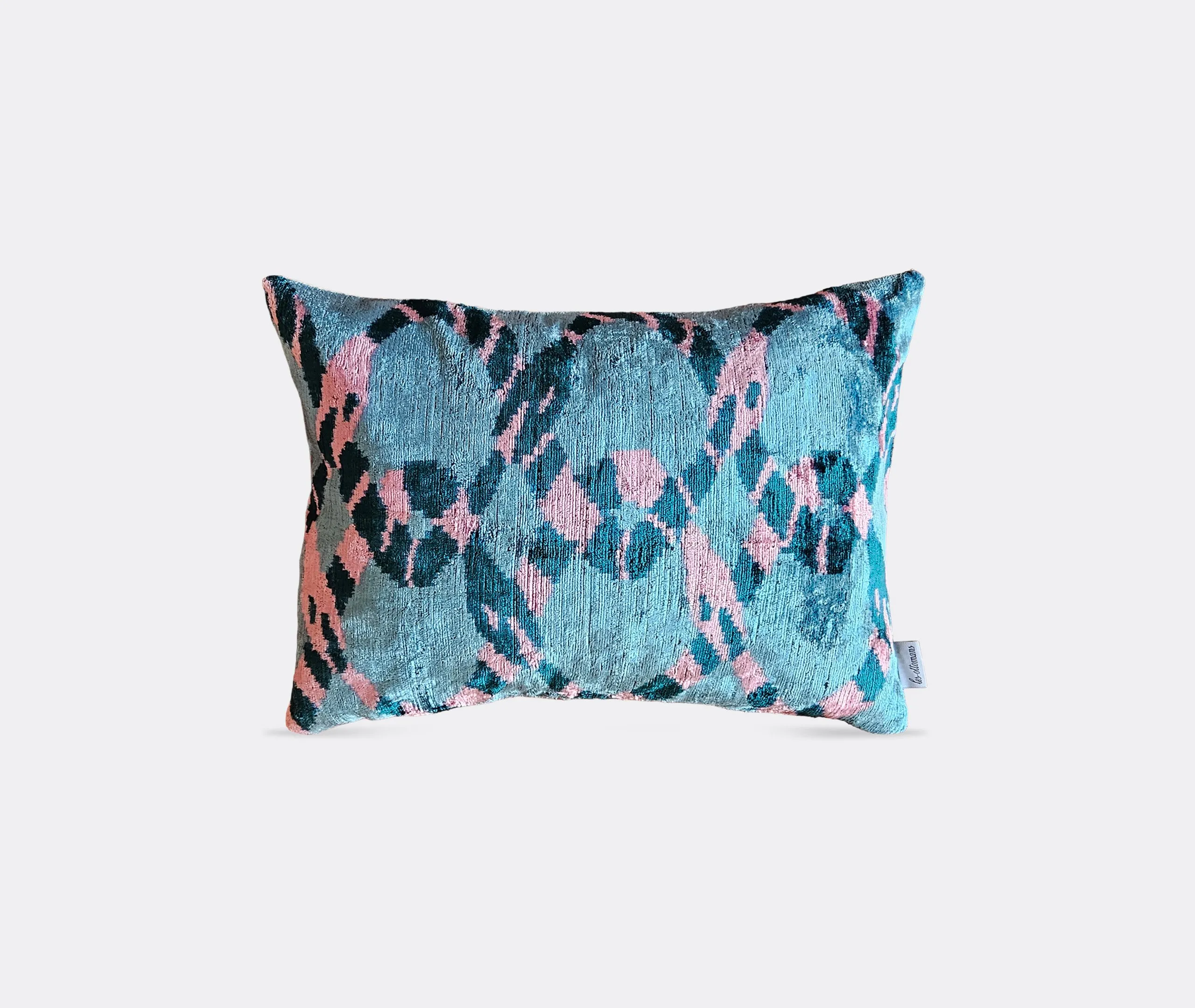 Rectangular Cushion with Kaleidoscopic Motif - Multicolor, Velvet