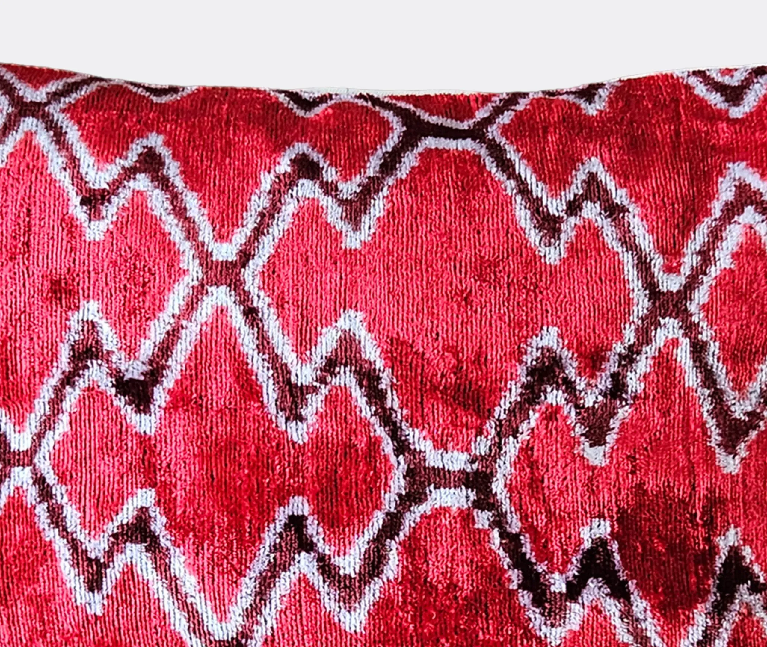 Rectangular Cushion with Zigzag Pattern - Multicolor, Velvet