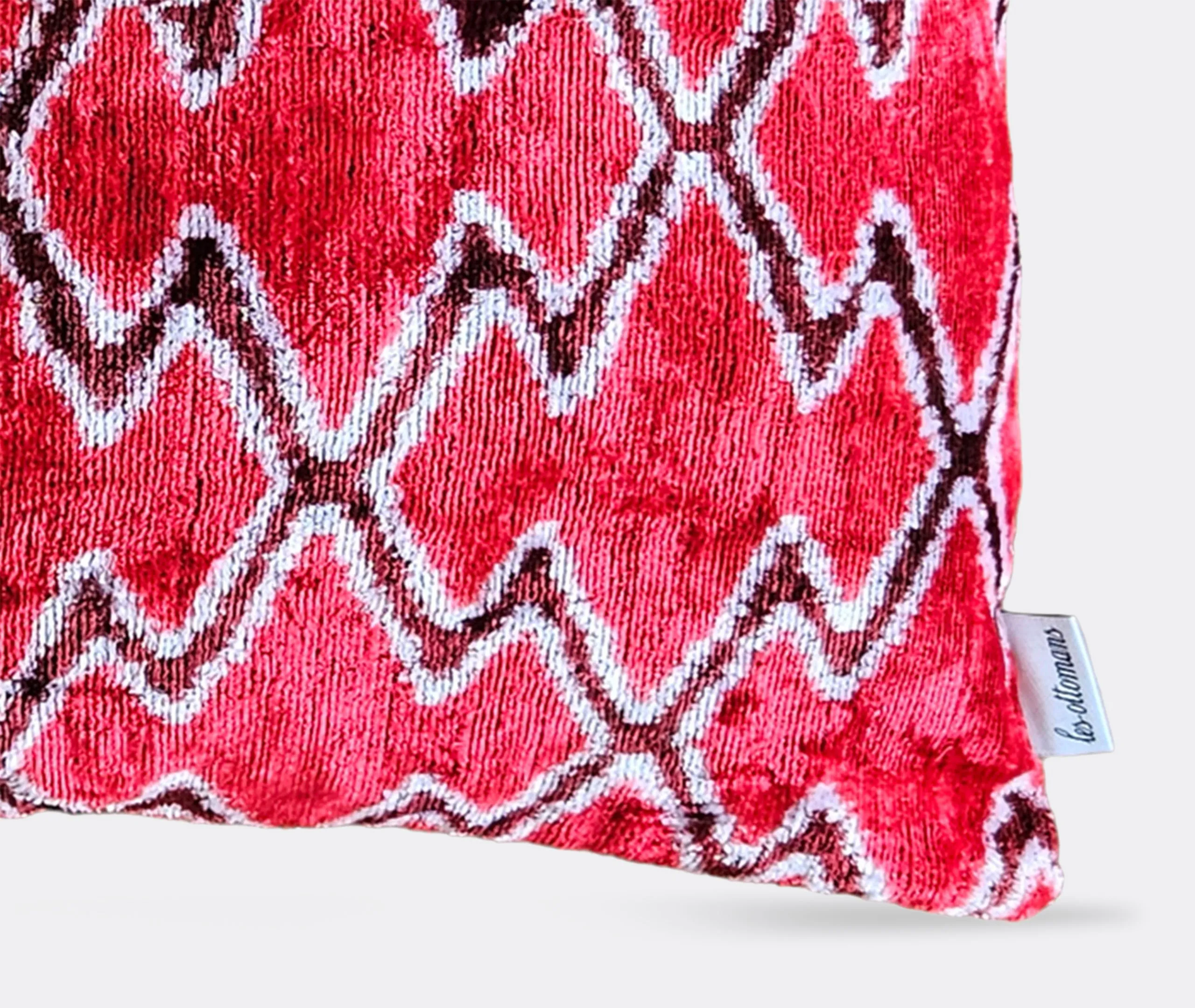 Rectangular Cushion with Zigzag Pattern - Multicolor, Velvet