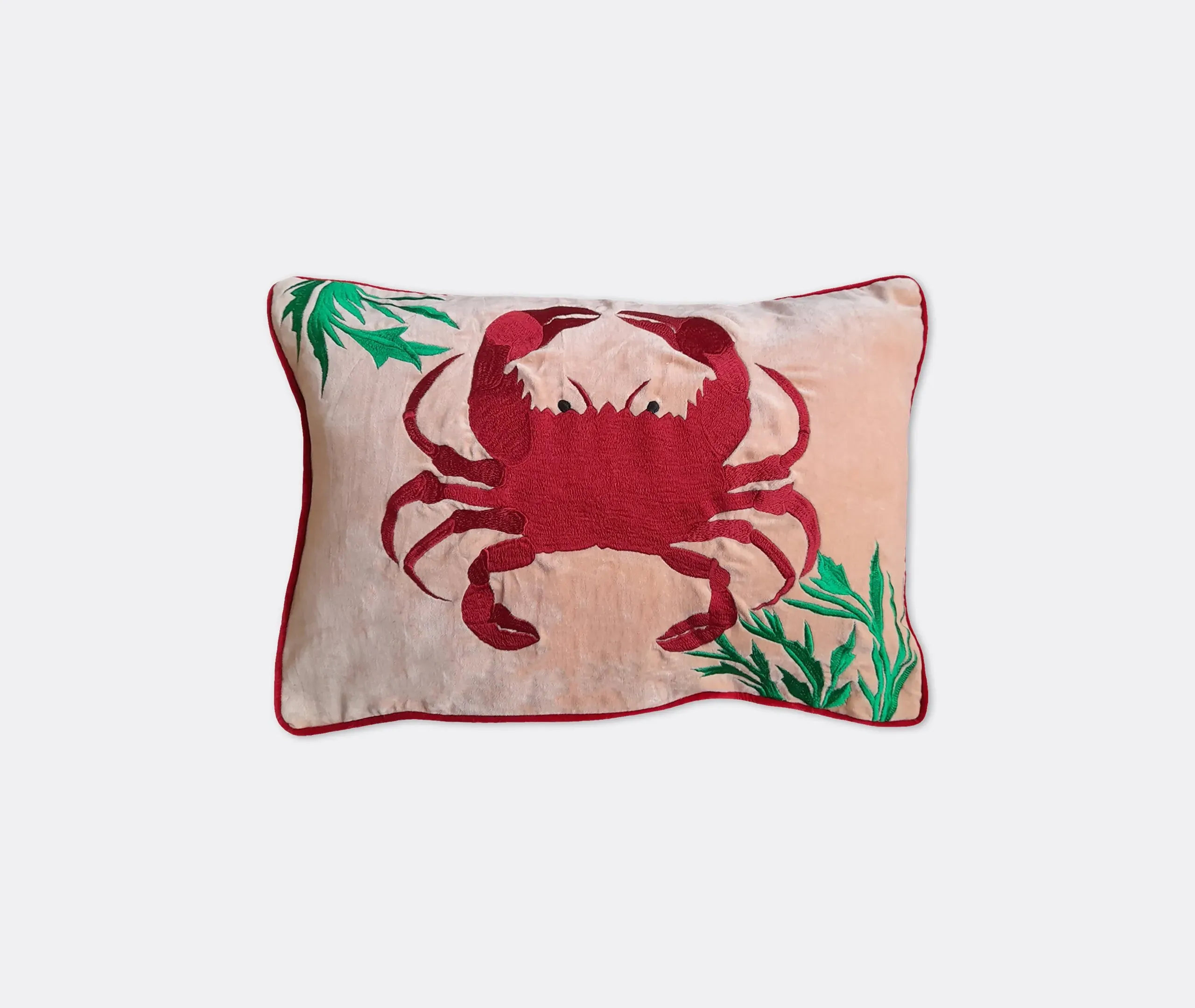 Rectangular Embroidered Cushion - Multicolor, Linen