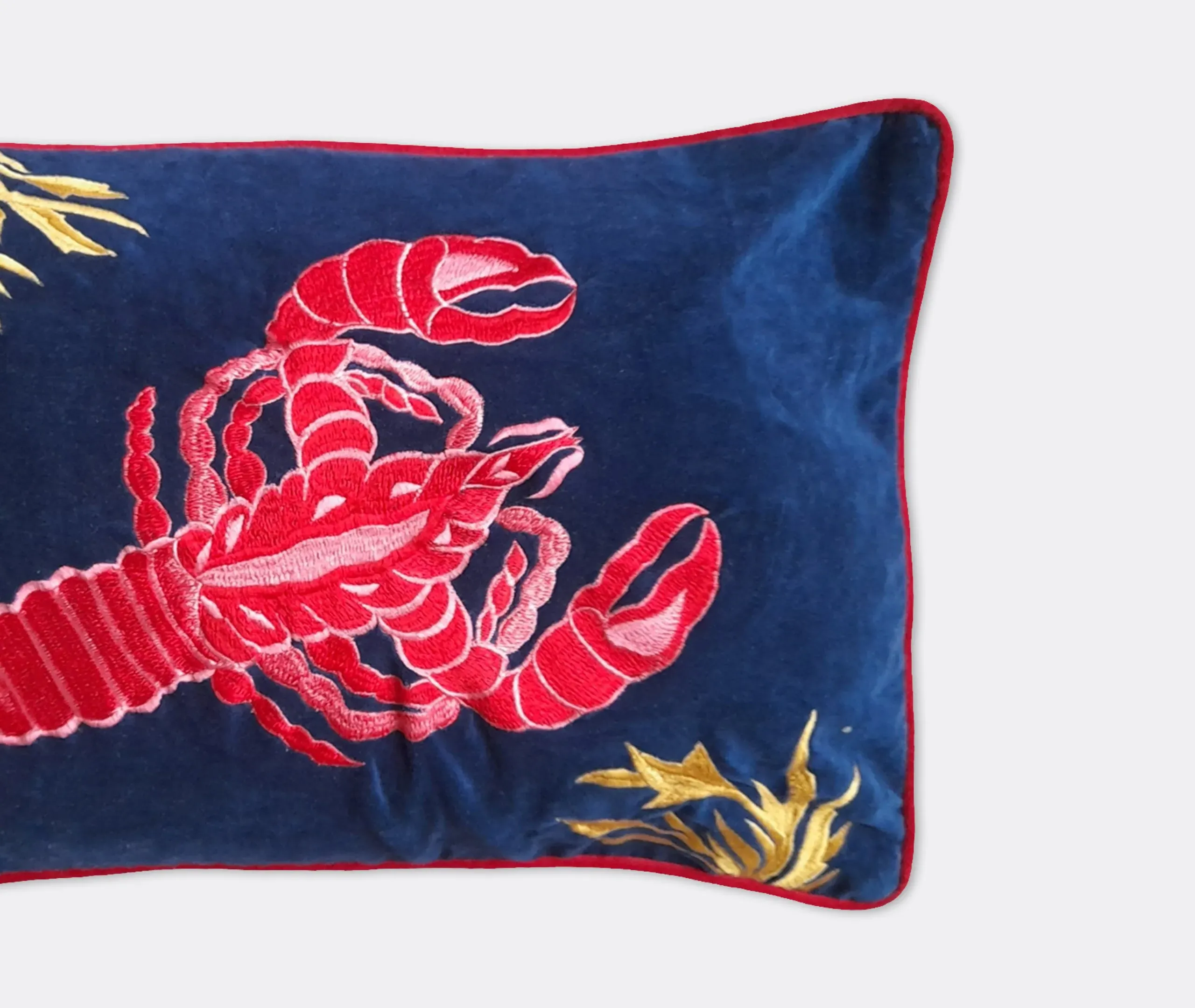 Rectangular Embroidered Cushion - Multicolor, Linen
