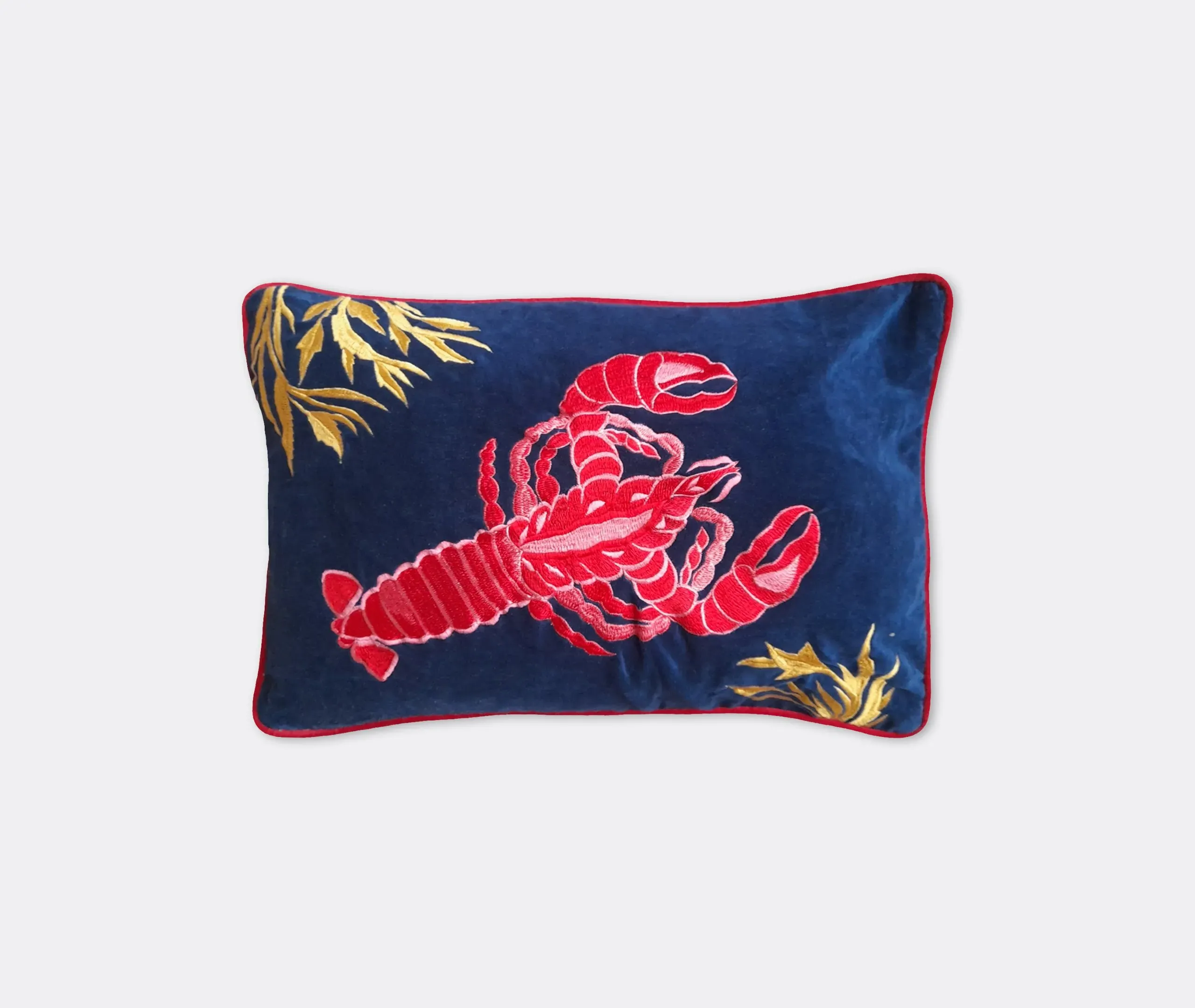 Rectangular Embroidered Cushion - Multicolor, Linen