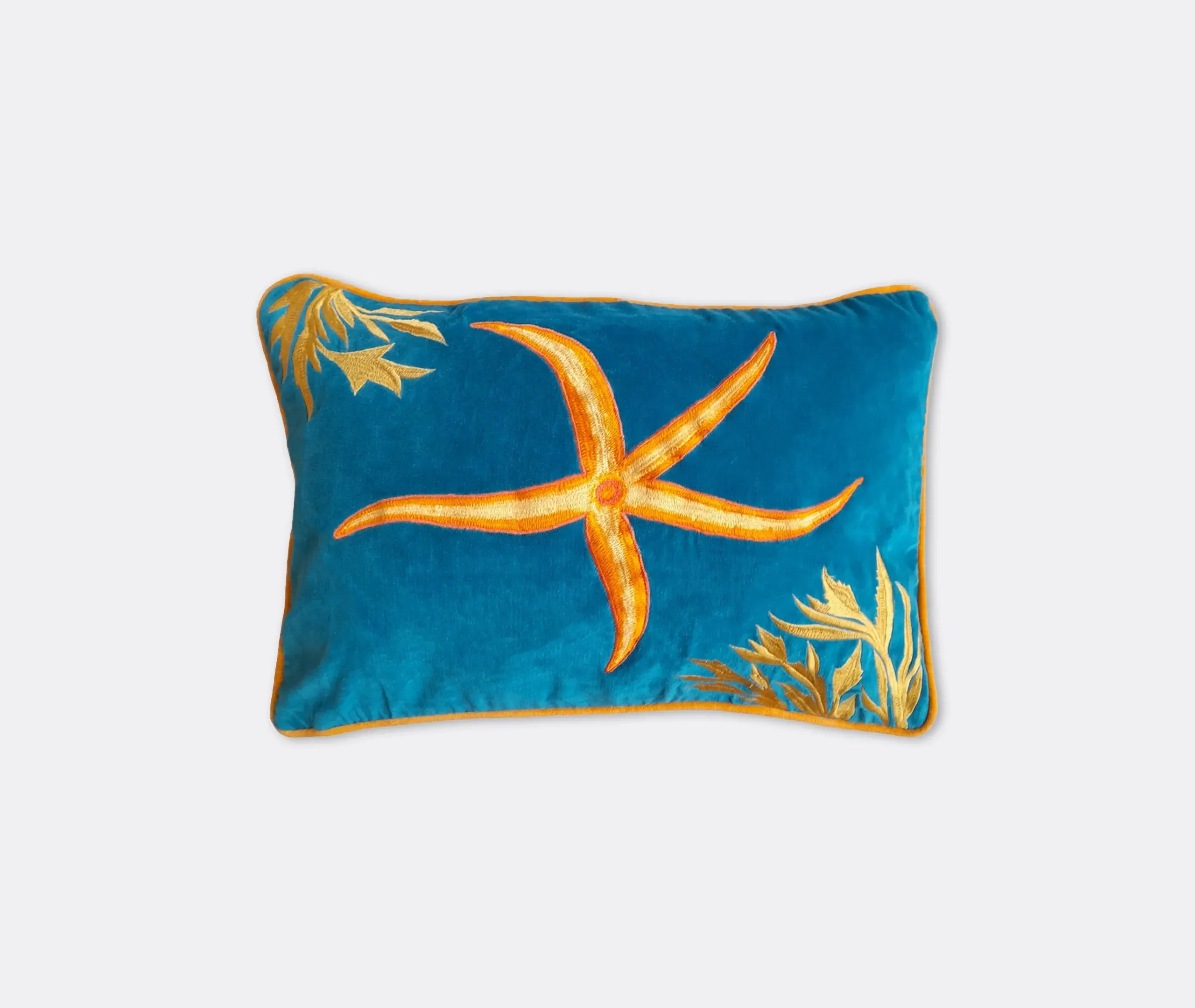 Rectangular Embroidered Cushion - Multicolor, Linen