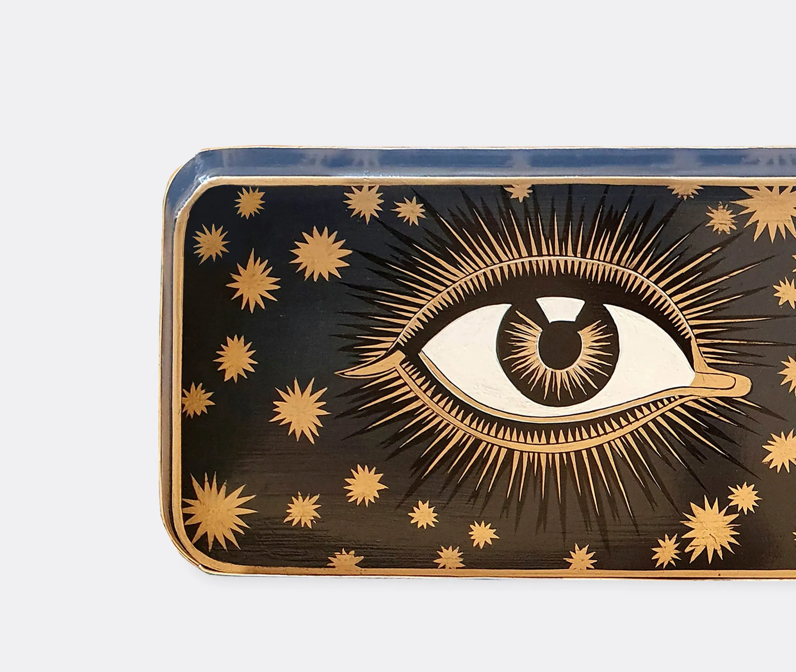 Rectangular Serving Tray with Eye Design - Blue, Iron