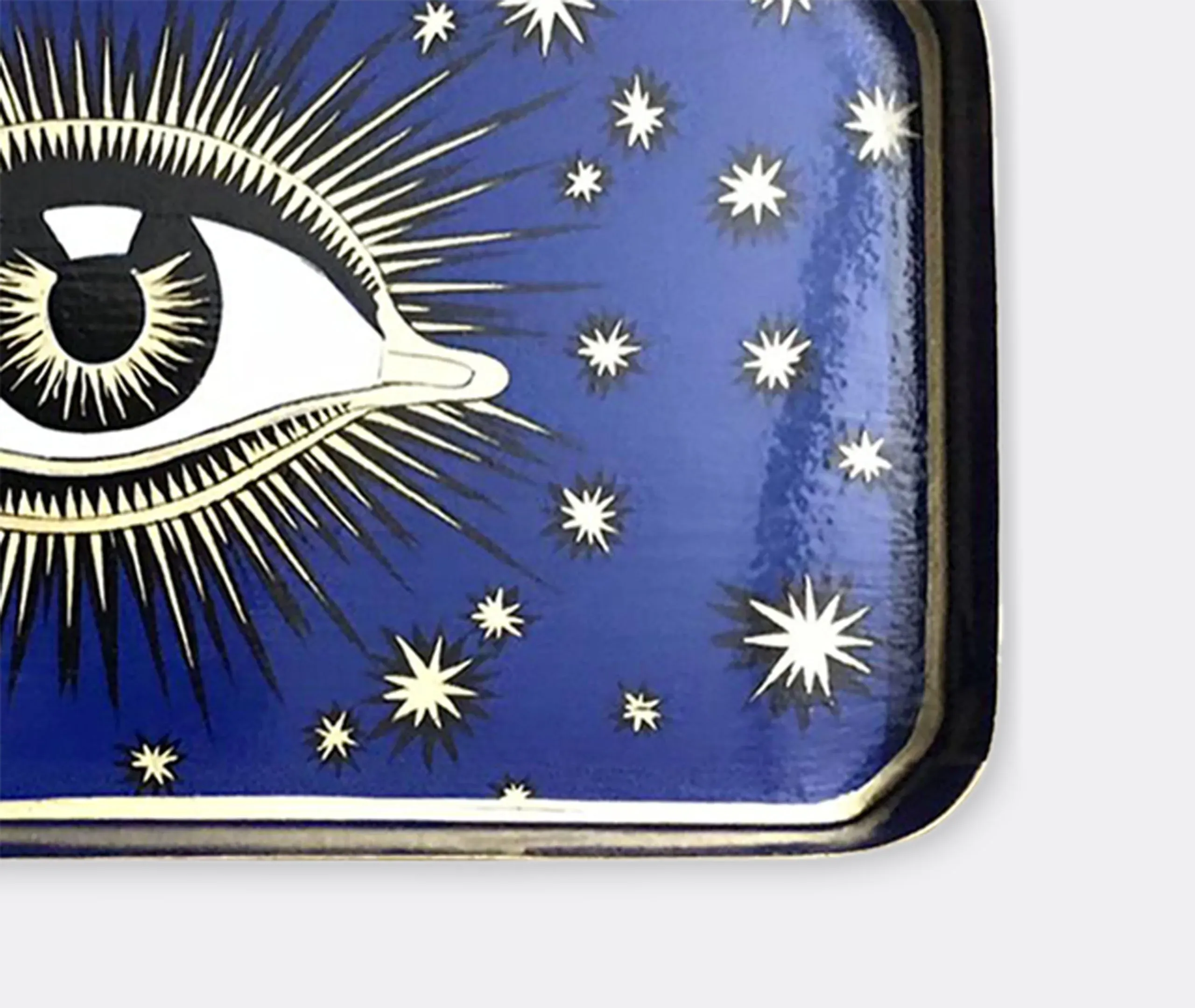 Rectangular Serving Tray with Eye Design - Blue, Iron