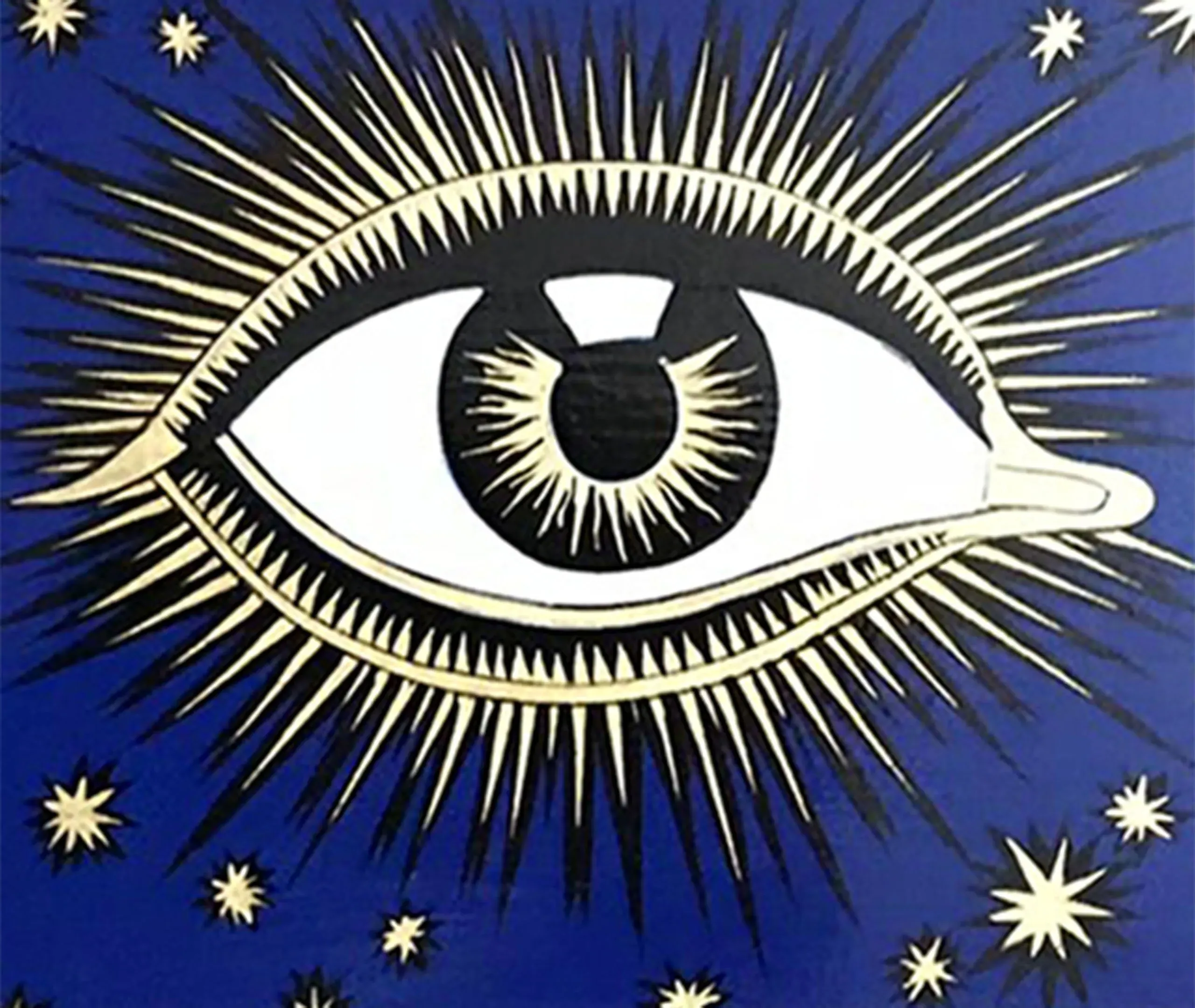 Rectangular Serving Tray with Eye Design - Blue, Iron