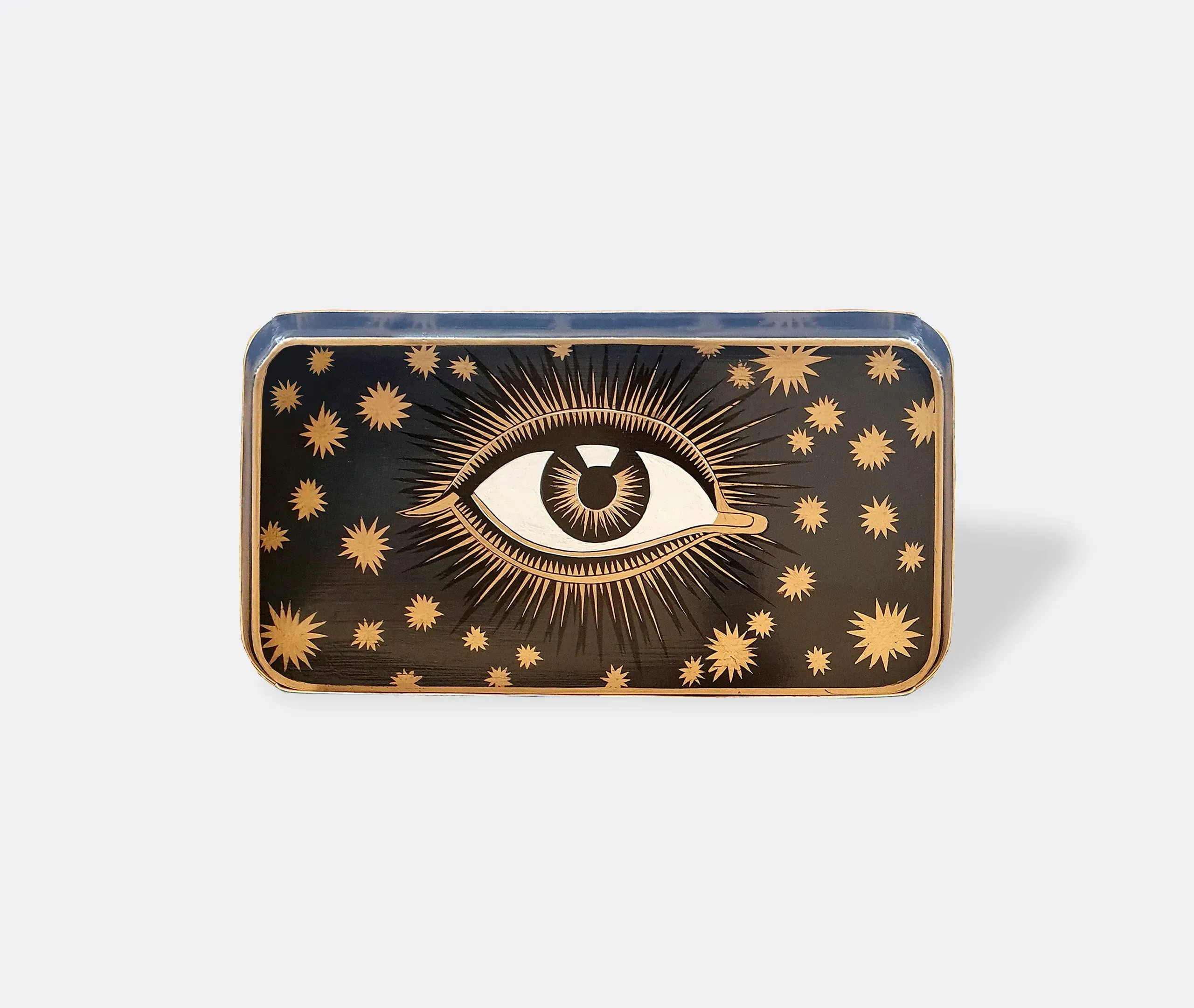 Rectangular Serving Tray with Eye Design - Blue, Iron image