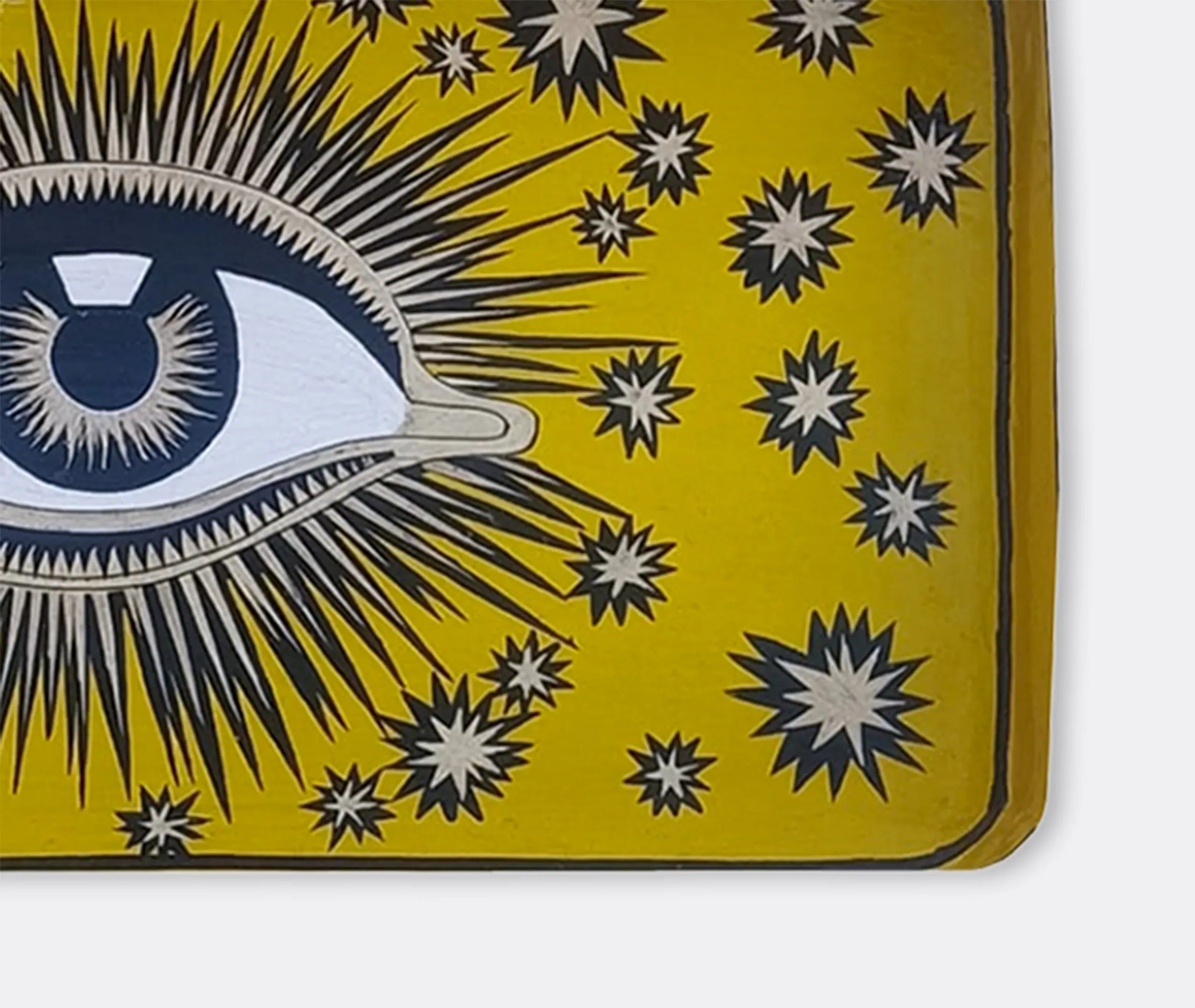 Rectangular Serving Tray with Eye Design - Yellow, Iron