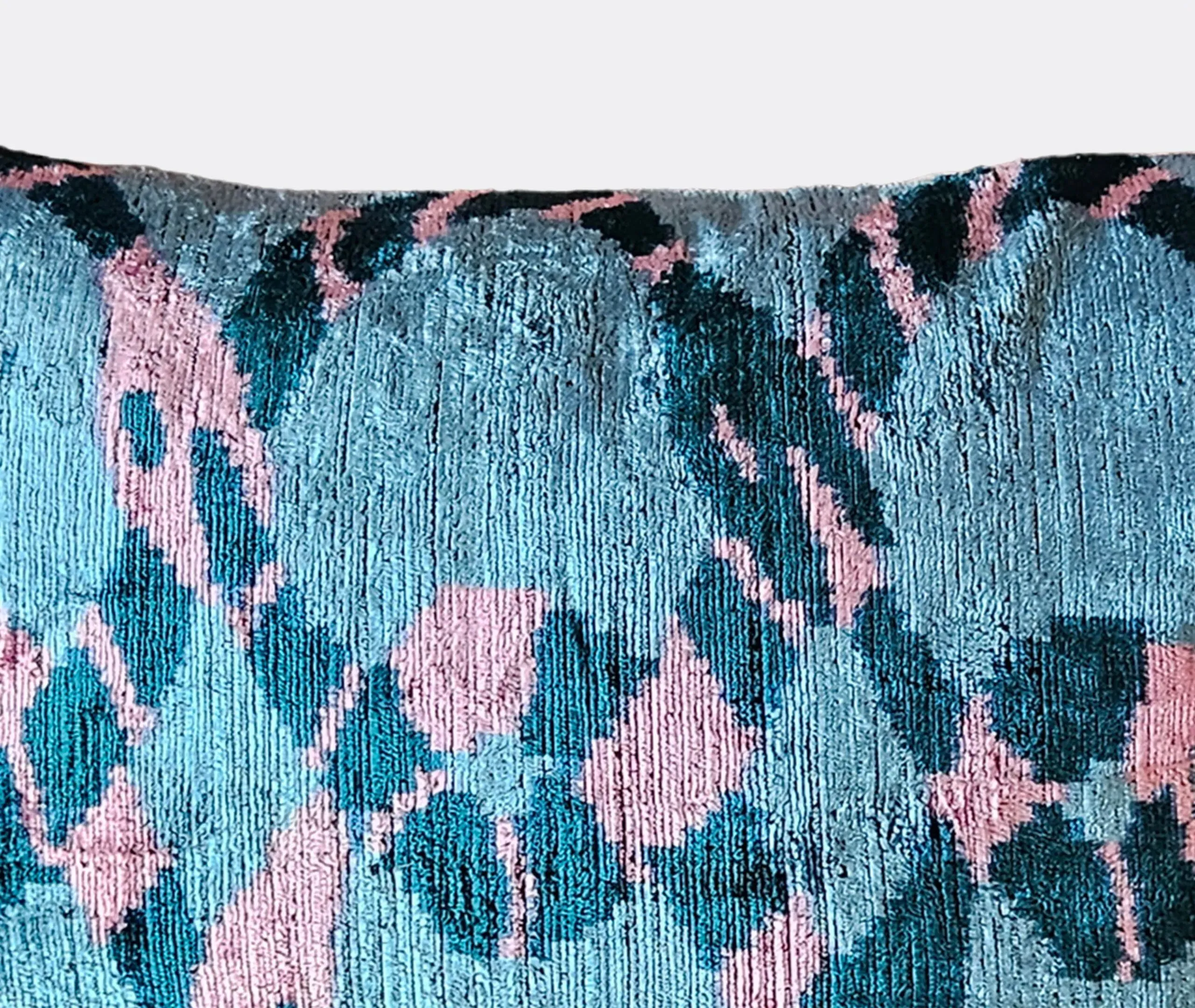 Rectangular Velvet Cushion - Blue, Pink