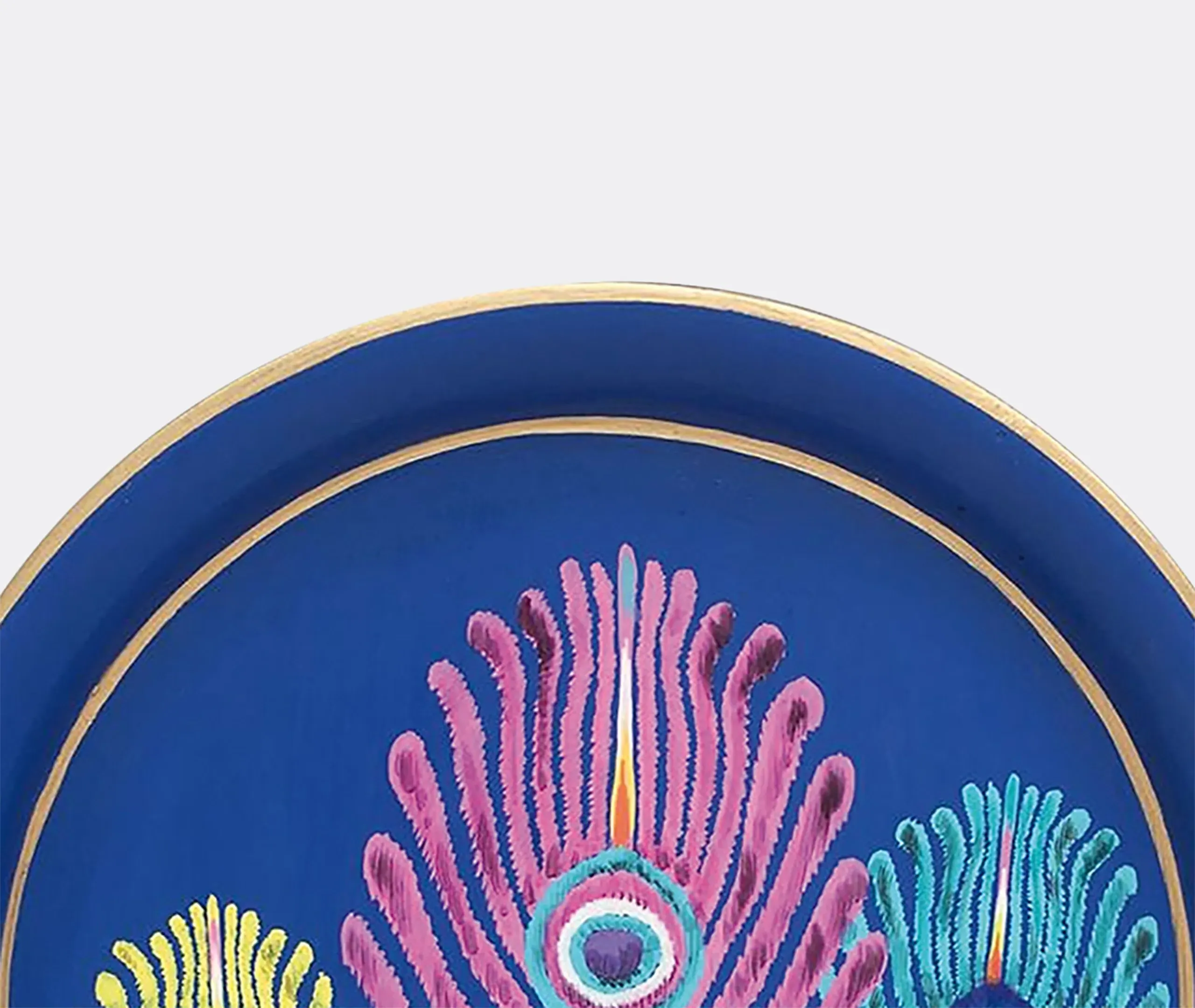 Round Iron Tray - Multicolor, Metal