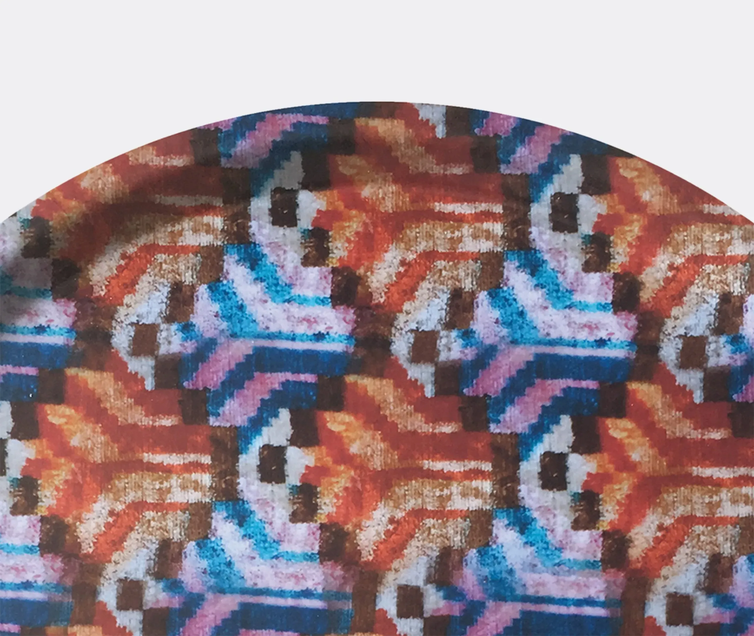 Round Serving Tray with Ikat Pattern - Orange, Wood