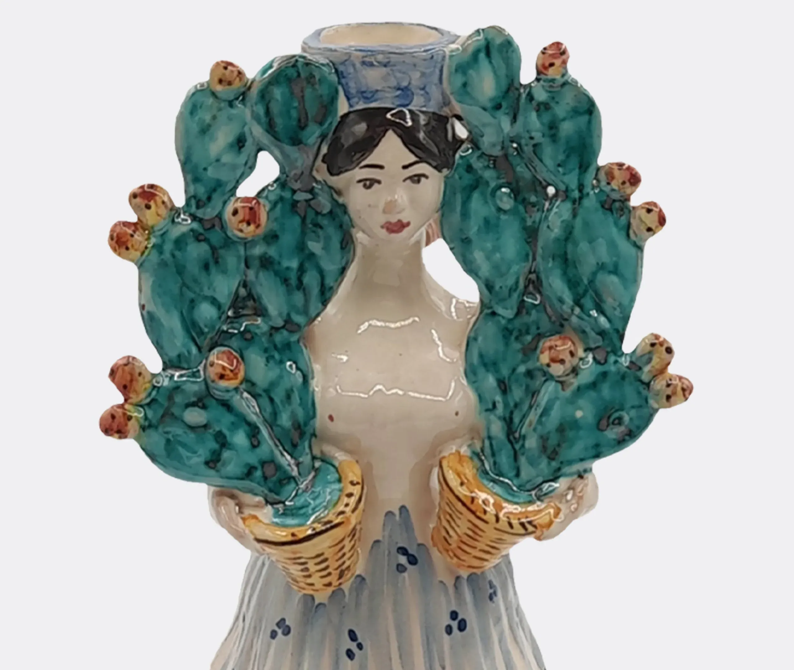 Sculptural Candleholder - Multicolor, Hand-Painted