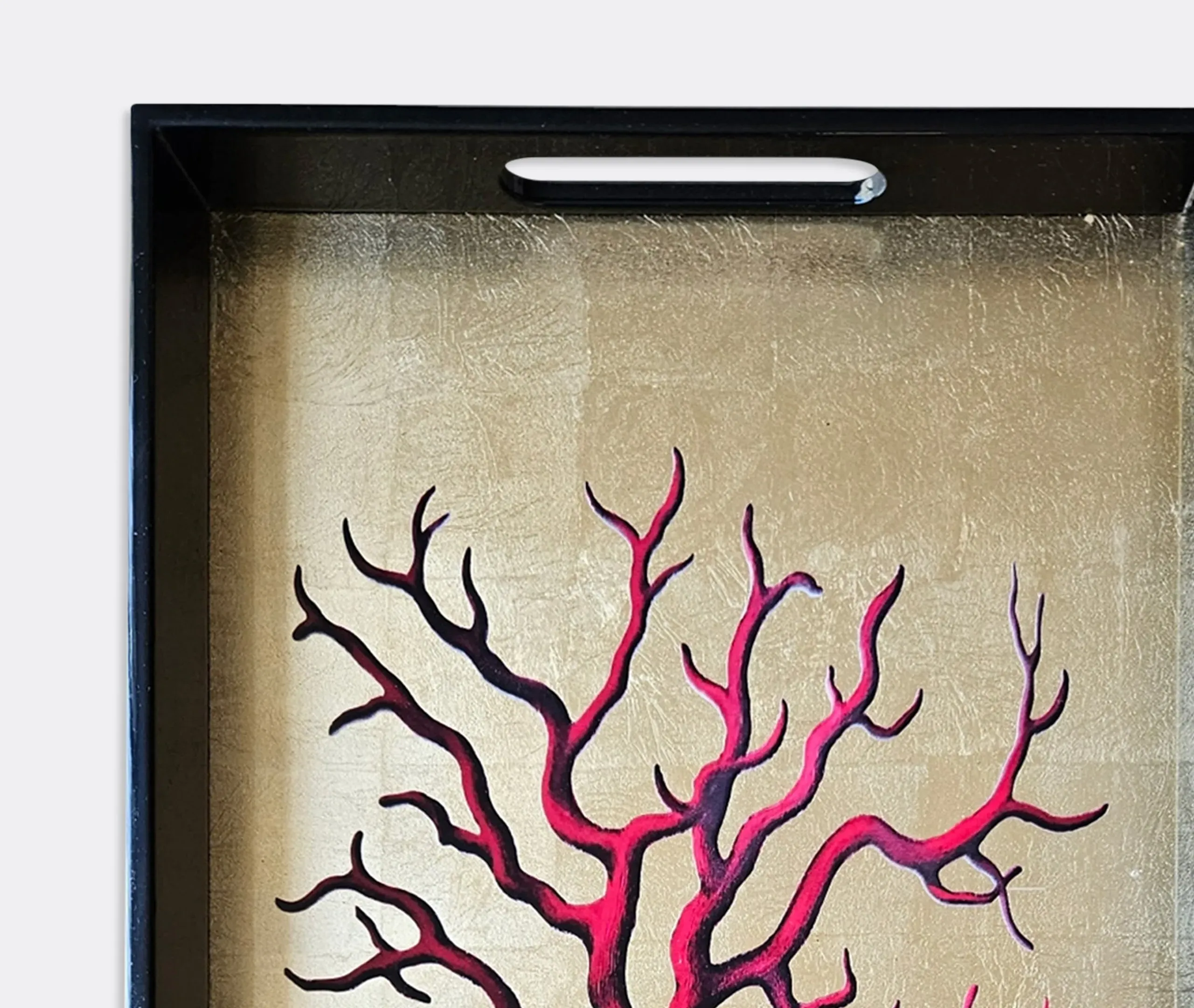 Serving Tray with Handles - Multicolor, Lacquered Wood