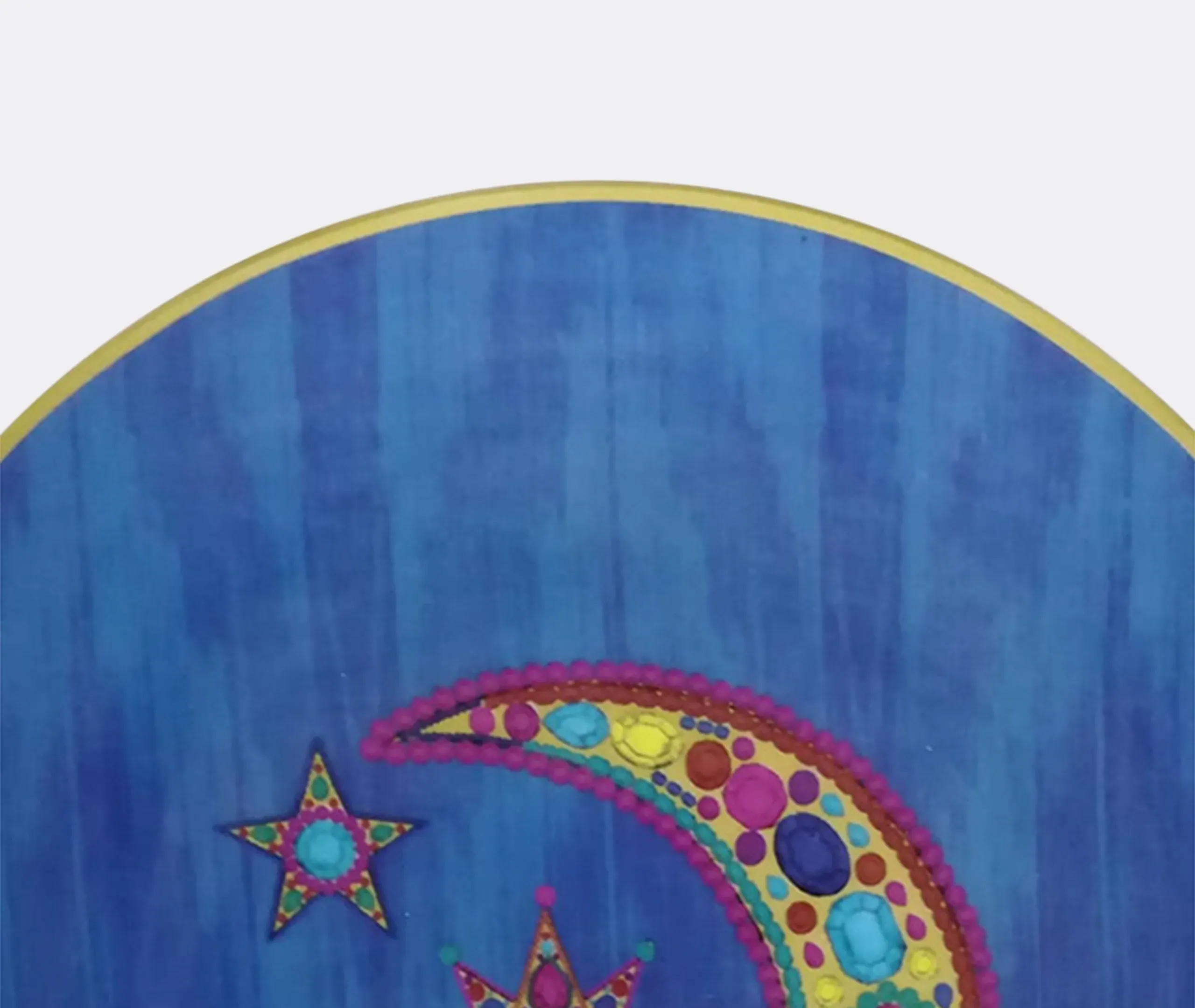 Set of Four Porcelain Plates - Blue, Multicolor