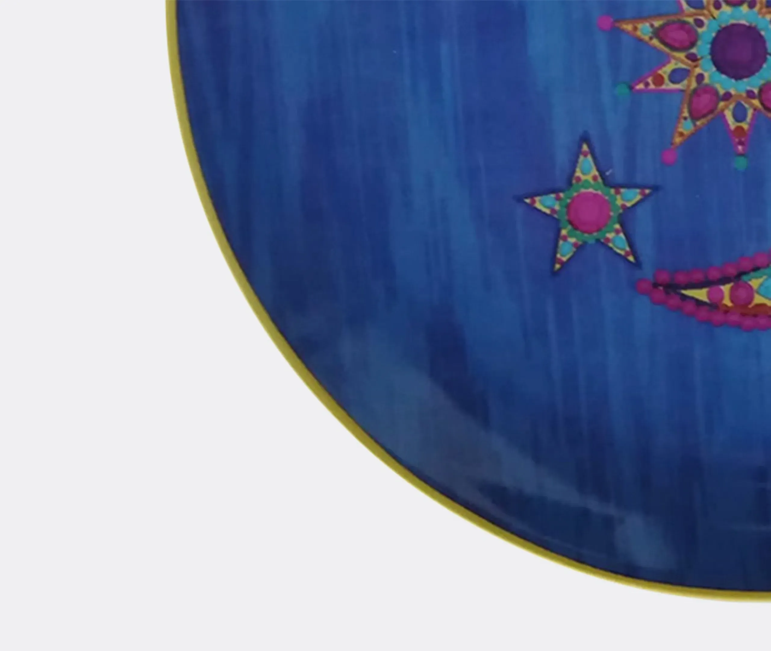 Set of Four Porcelain Plates - Blue, Multicolor